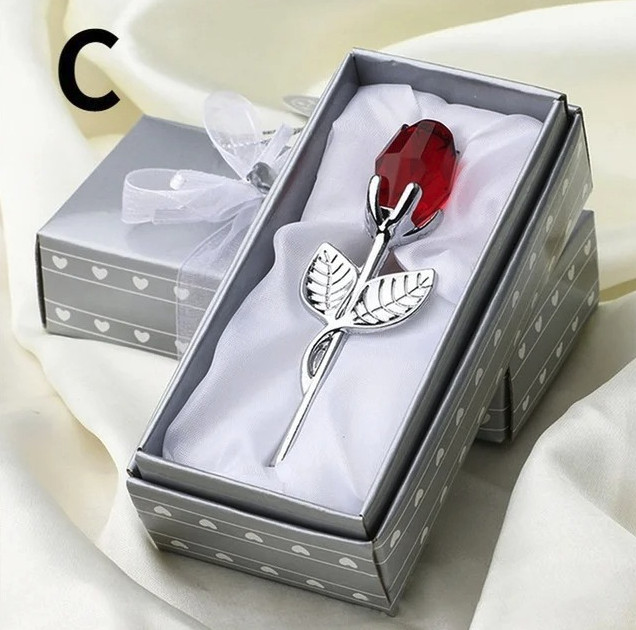 1pc Crystal Glass Rose Figurine Gift Romantic Decor Wedding Valentine – NEW
