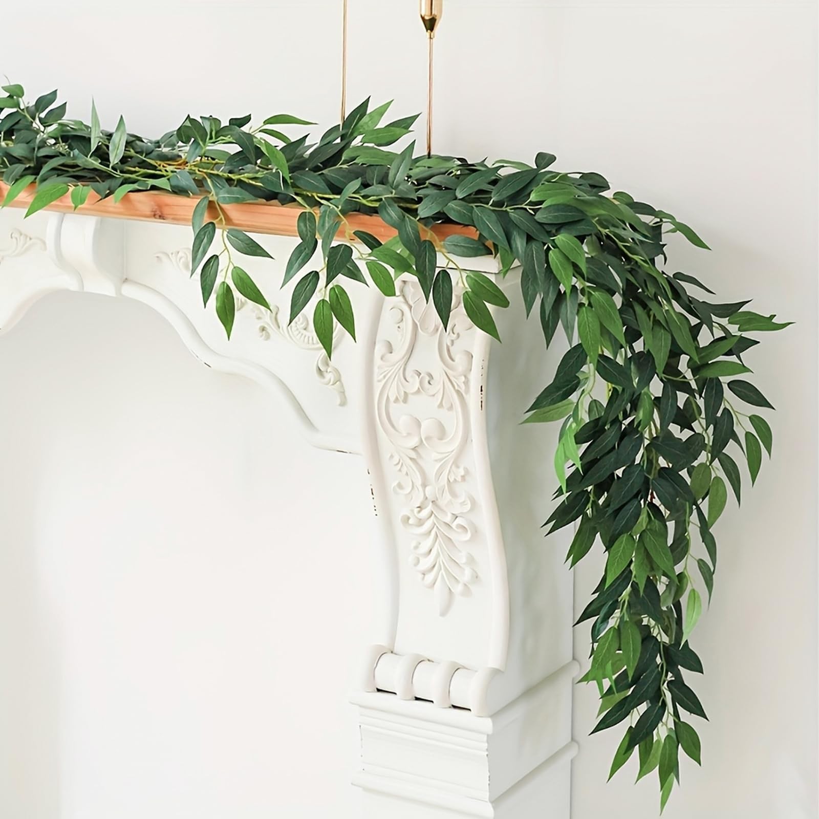 Artificial Willow Leaves Vine Twigs 2Pcs 6Ft Fake Hanging Plant Silk Willows