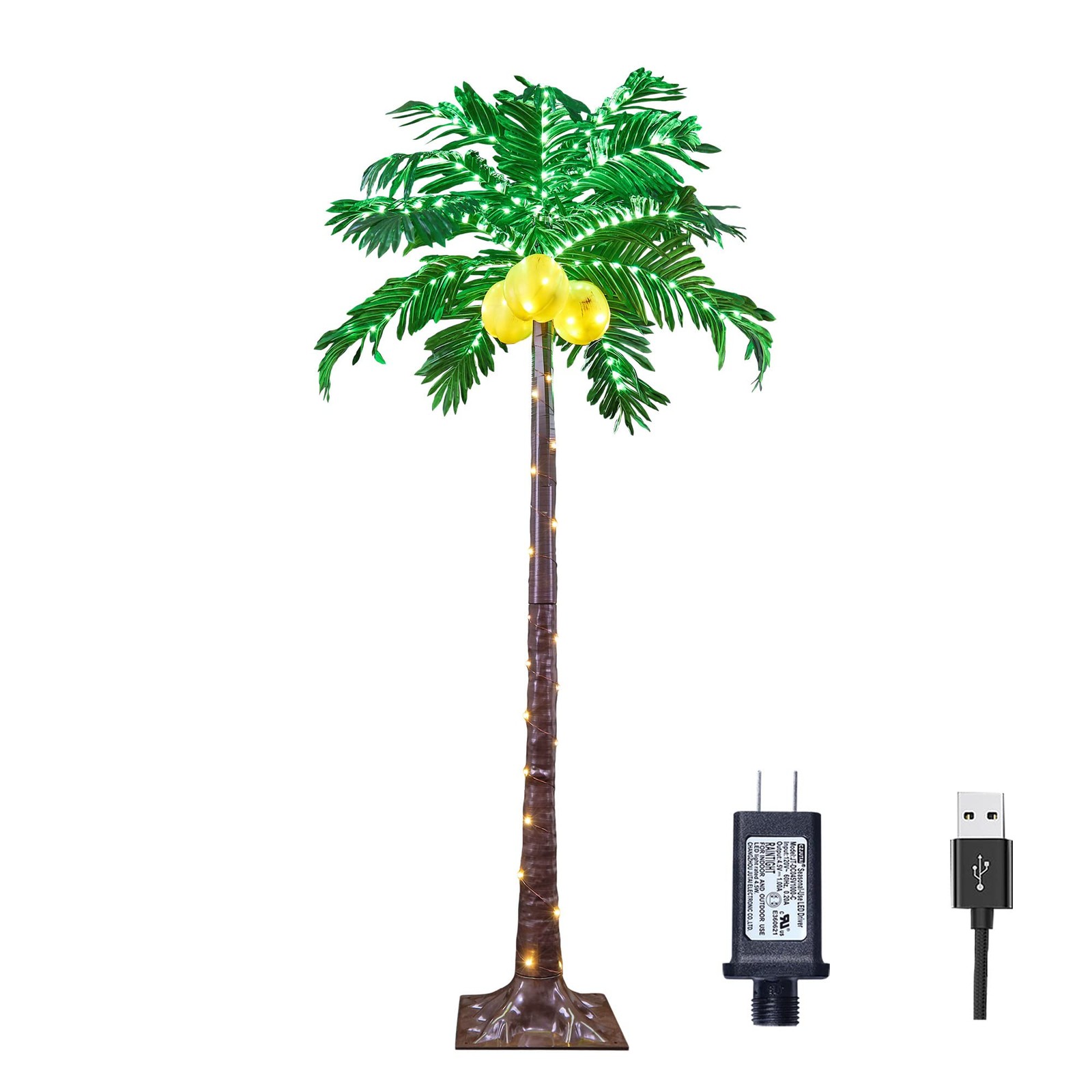 5FT Lighted Palm Tree 208 Warm White Artificial Greenery with Lights with USB…