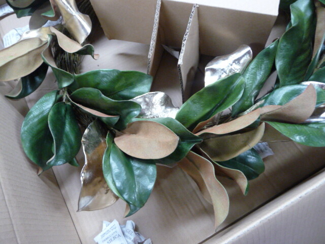West Elm Metallic Magnolia faux wreath 26″ diameter