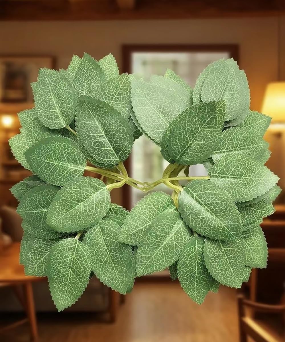 50pcs Artificial Green Leaves Rose Leave Artificial Greenery Fake Rose Flower…