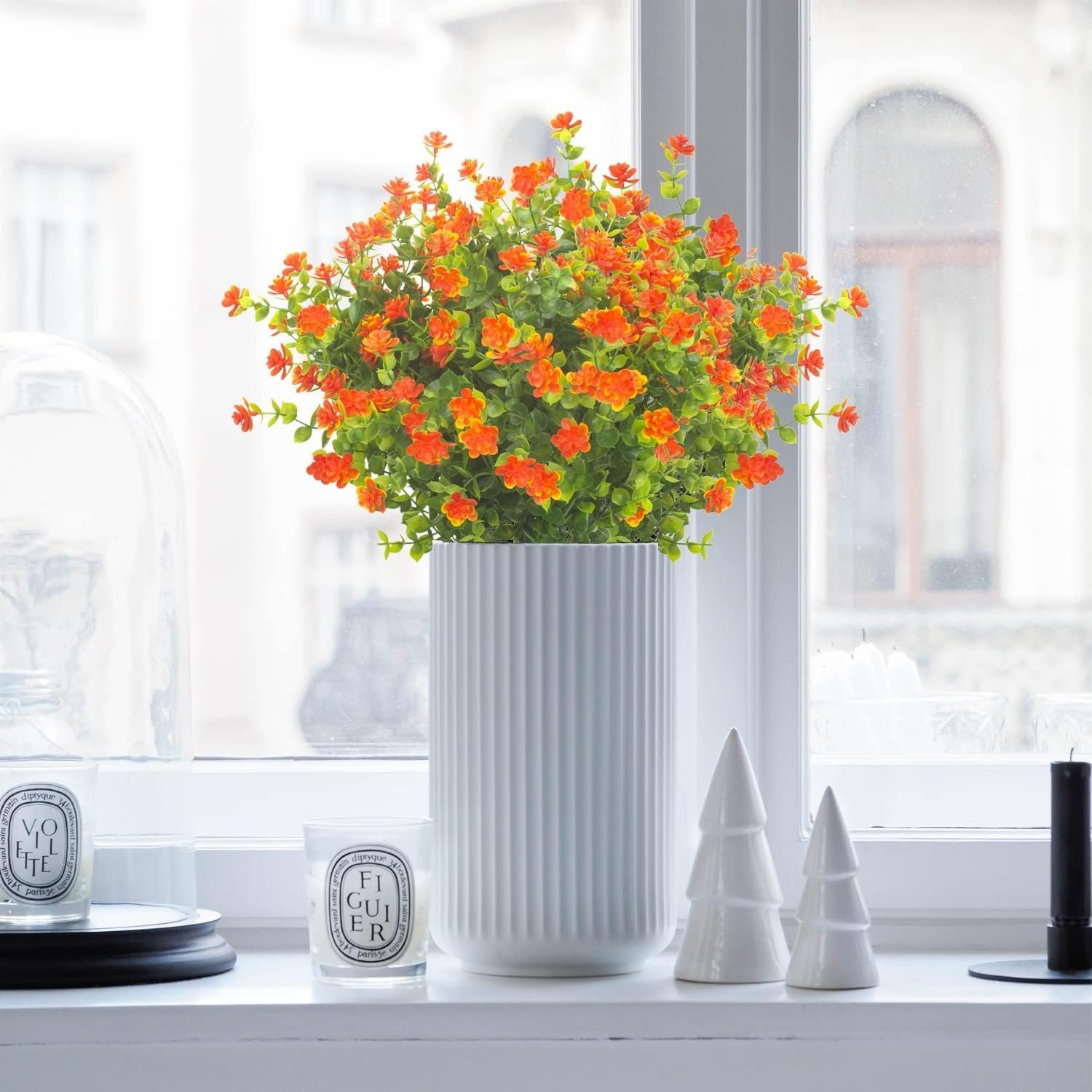UV Resistant Orange Fake Flowers 20 Bundle