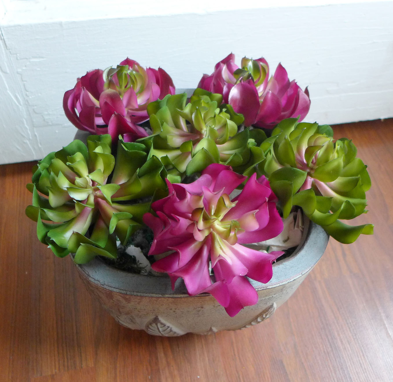 6 Sleep lotus Succulent Mini Plants Artificial Plastic Grass (two colors)