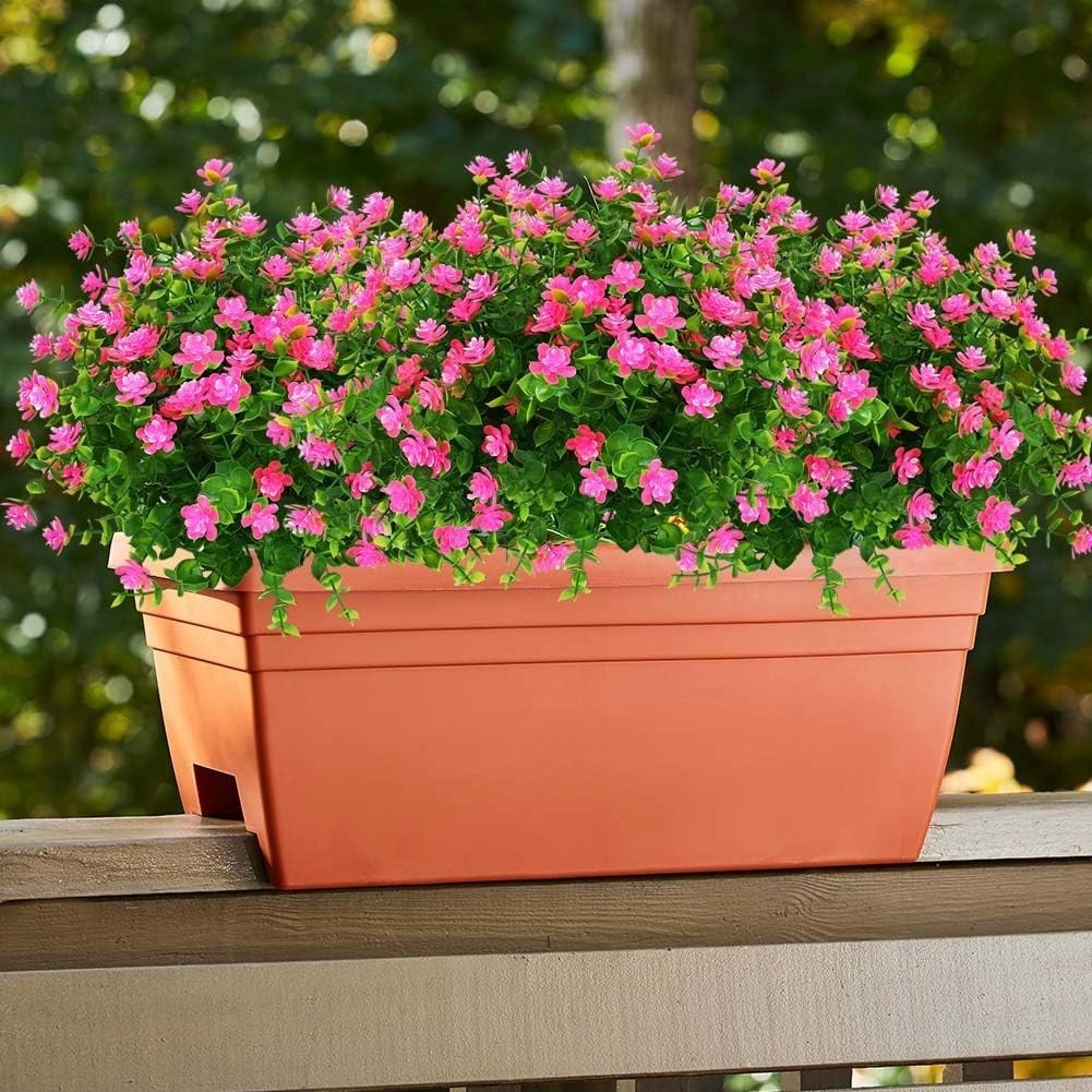 Realistic UV Resistant Pink Boxwood Faux Flowers – 4 Pack for -Round Beauty