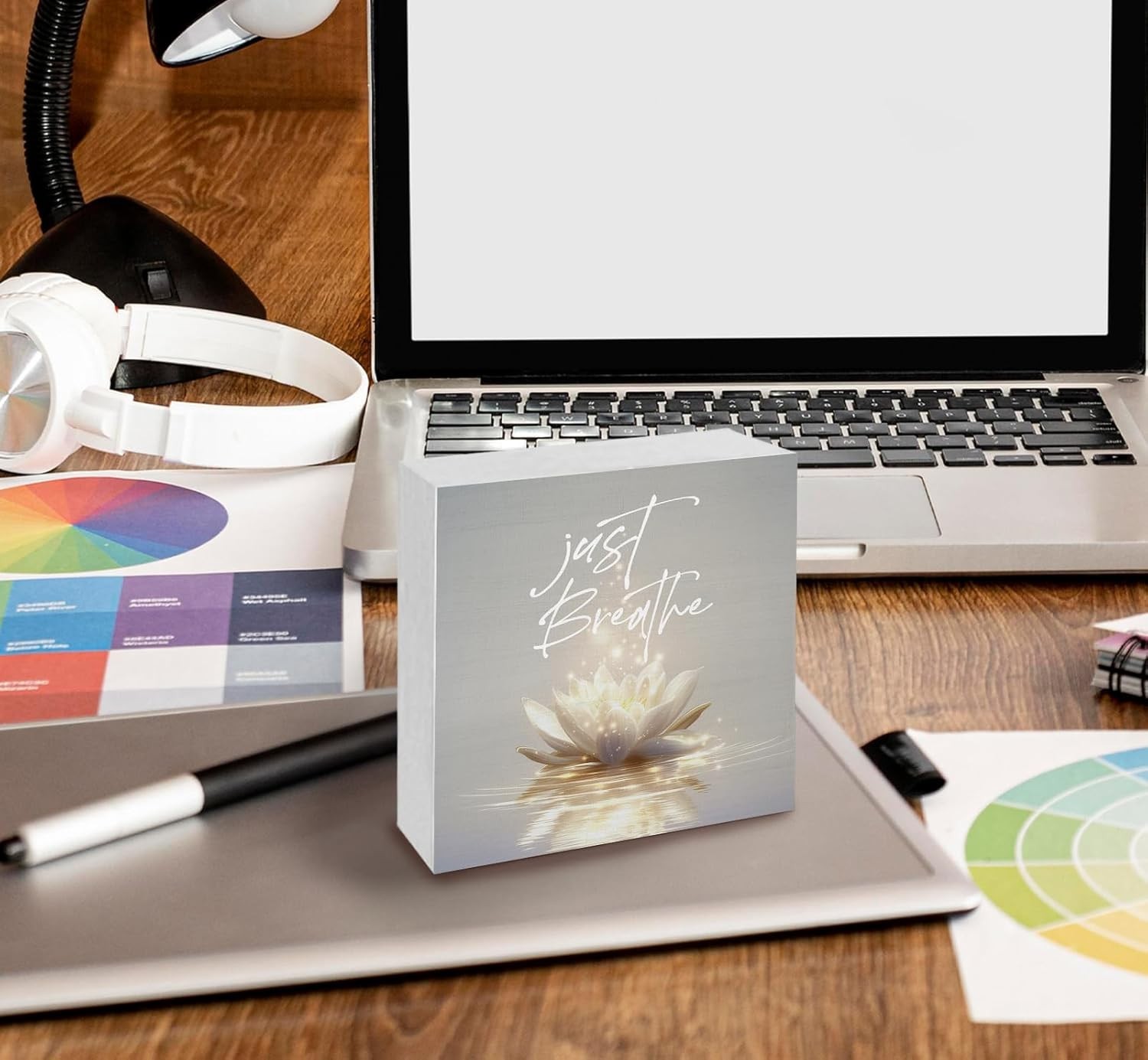 Lotus Flower Wall Decor Wooden Sign Meditation Zen Home Room Art