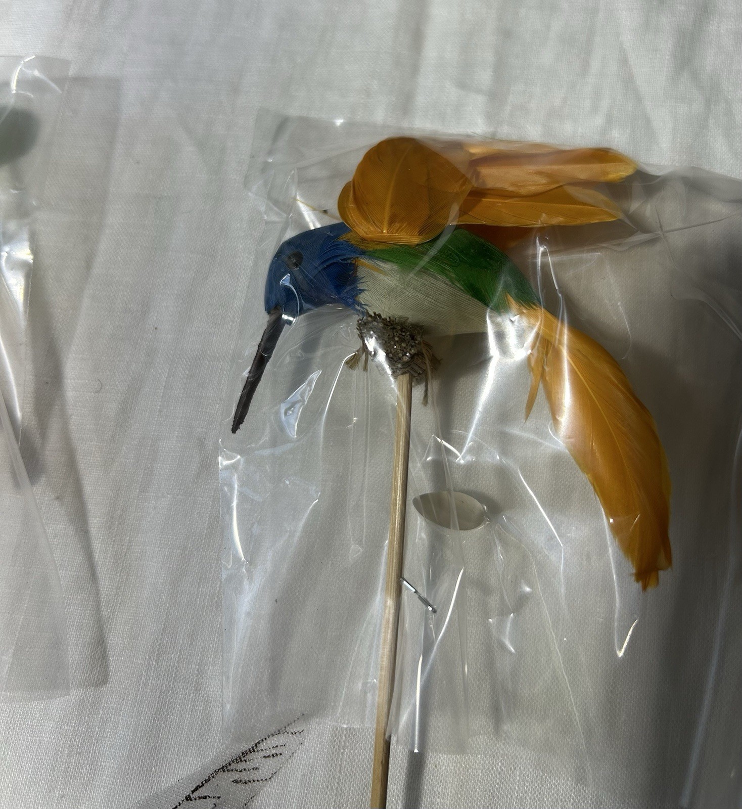 Artificial Hummingbird Picks Set Of 3 w/ 4 Artificial Dragonflies