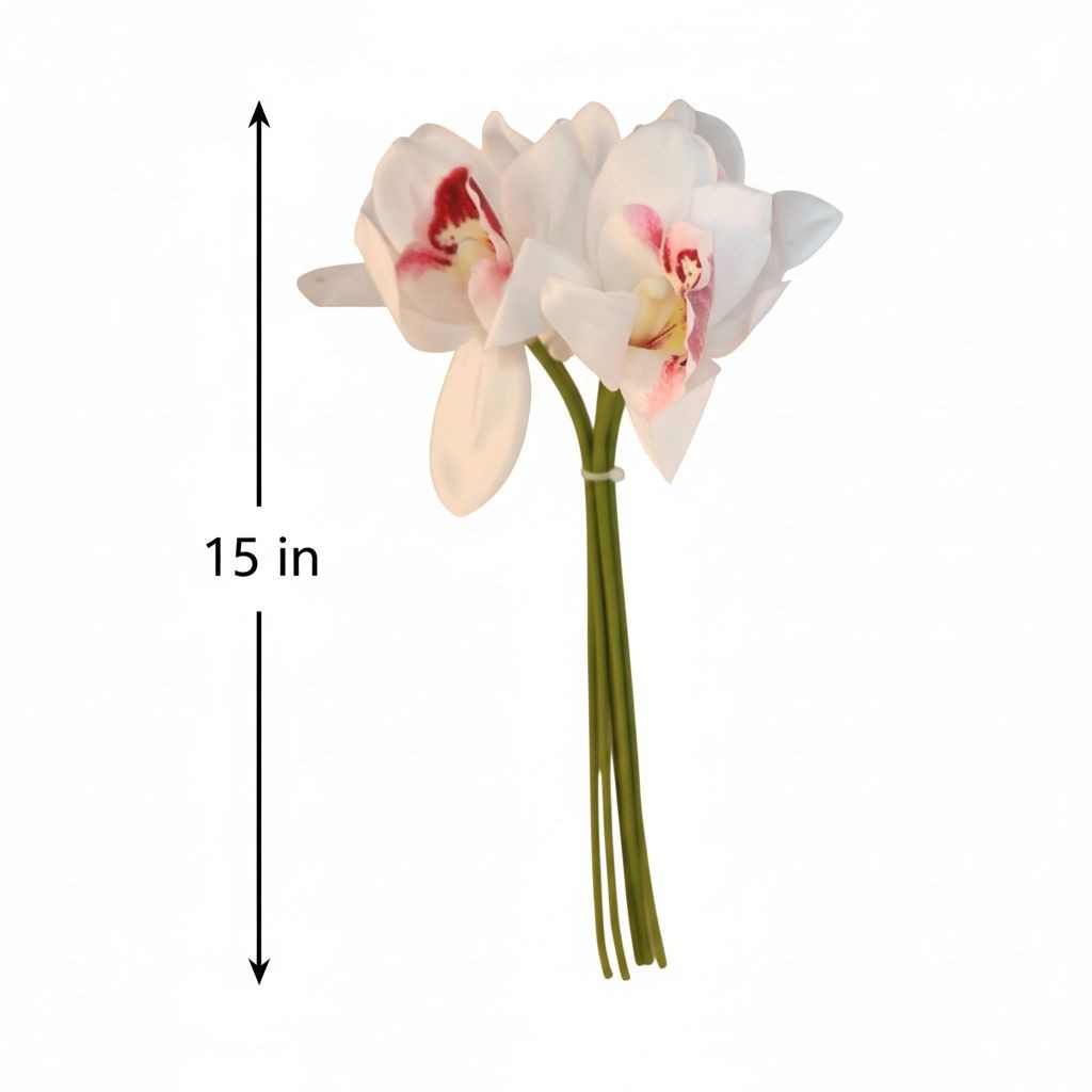 Artificial Cymbidium Orchid Stems White Blush Pink Faux Orchid Bouquet Realistic