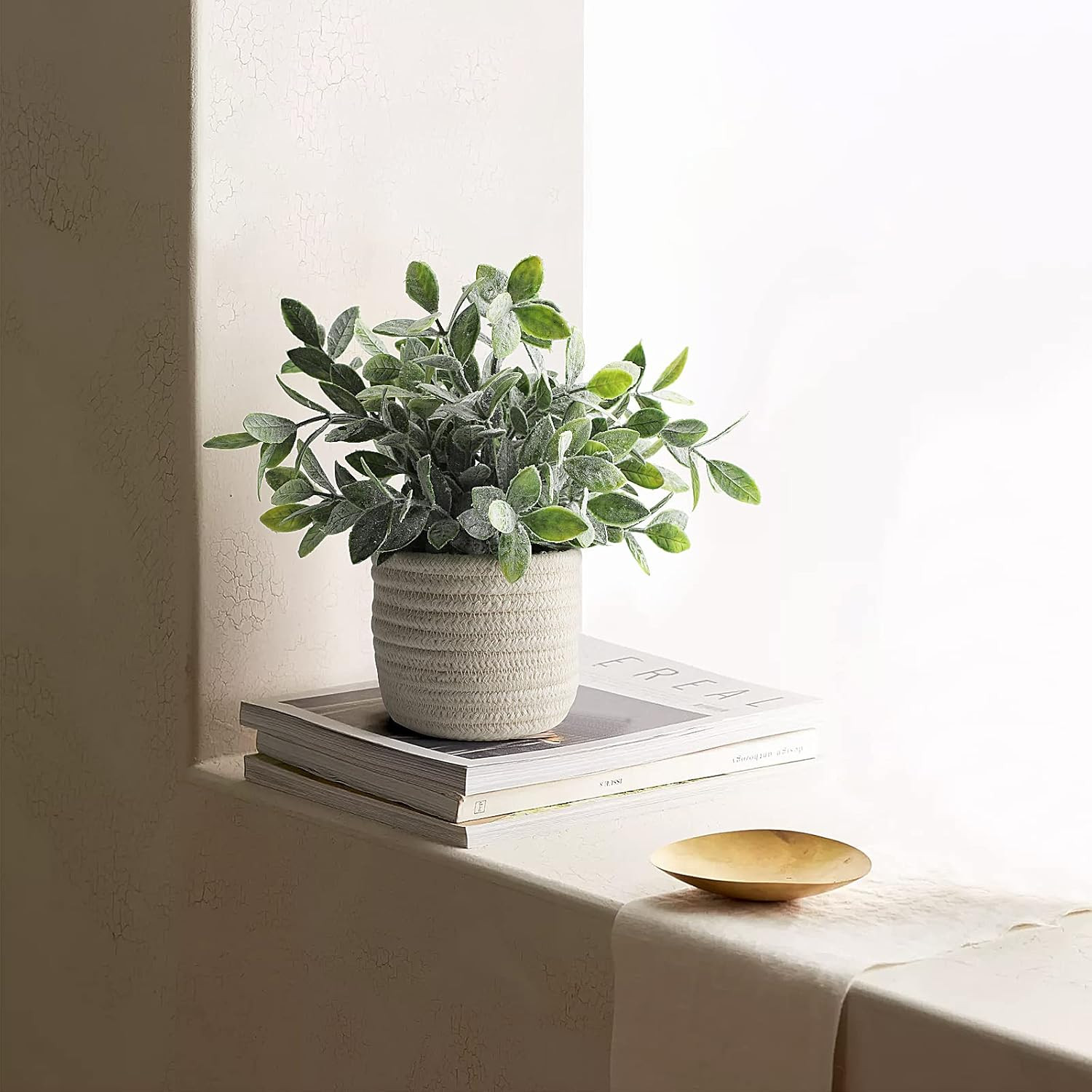 Faux Plants, Small Fake Plant for Bathroom, Decorative Artificial Plants for Far