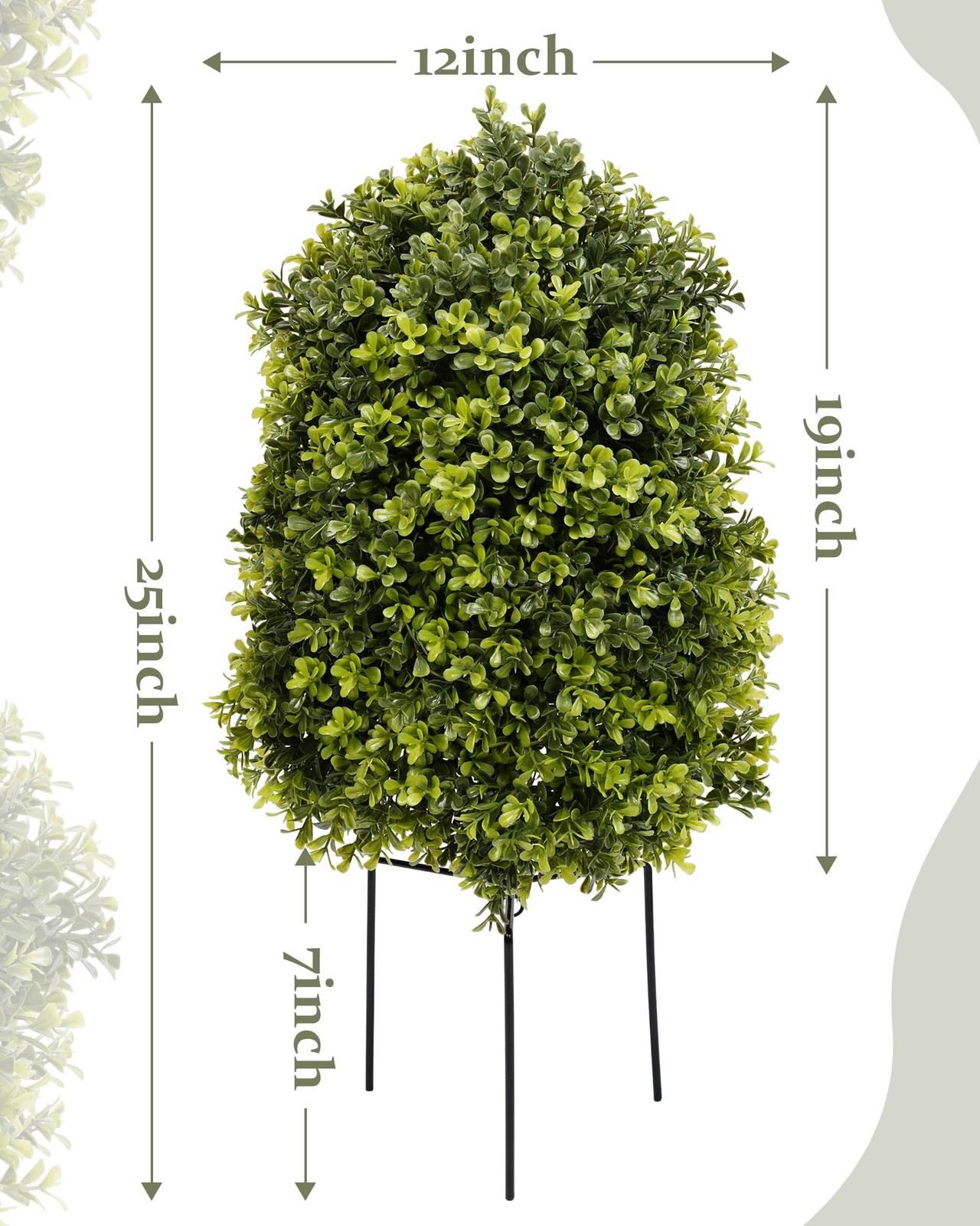 25″ Artificial Boxwood Topiary Tree,2 Pack Plants Outdoor with Ground Spike U…