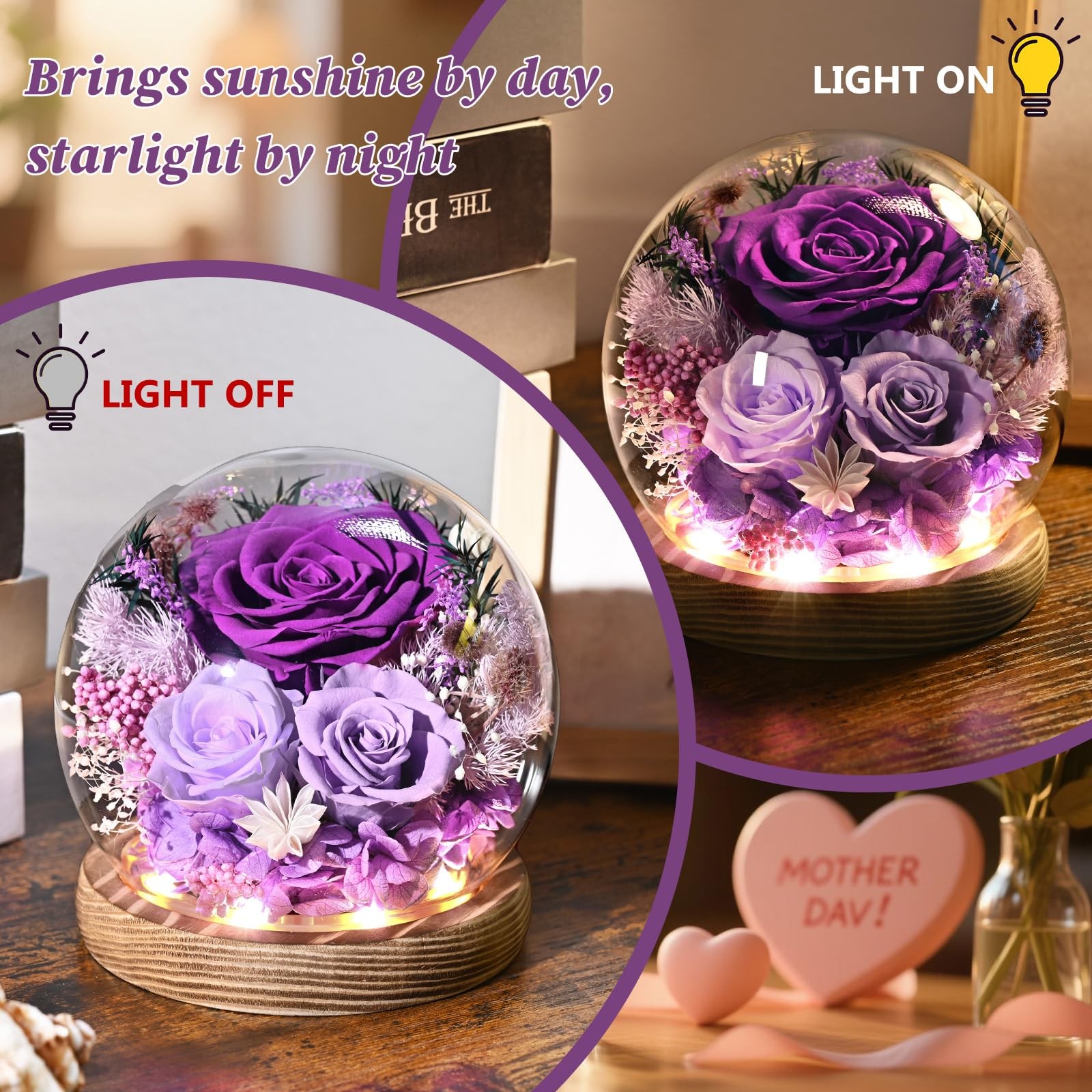 Flowers for Delivery , Forever Fresh Preserved Flowers in Glass Dome, Eternal…