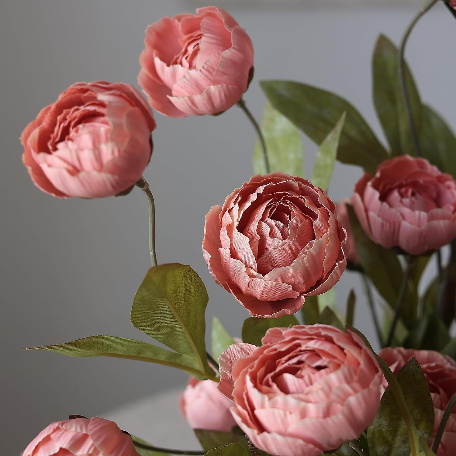 12 Pcs Faux Silk Peony Artificial Flowers for Vase -27″, Bulk Fake Peonies Branc