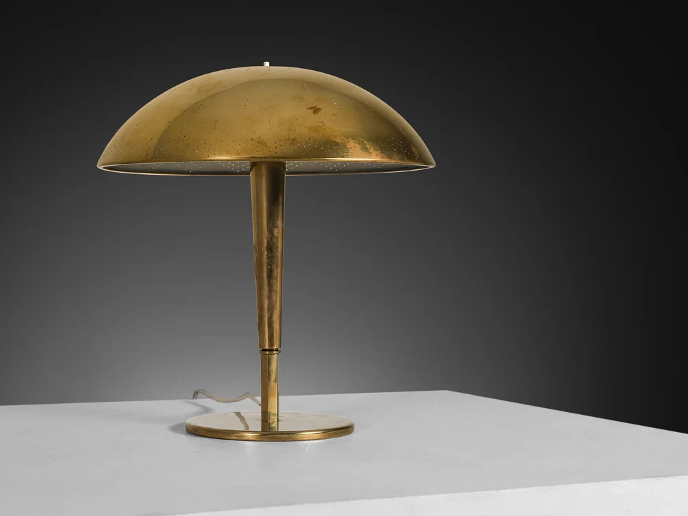 Brass Table Lamp – Mid Century Modern Perforated Dome Shade – Rare Colle