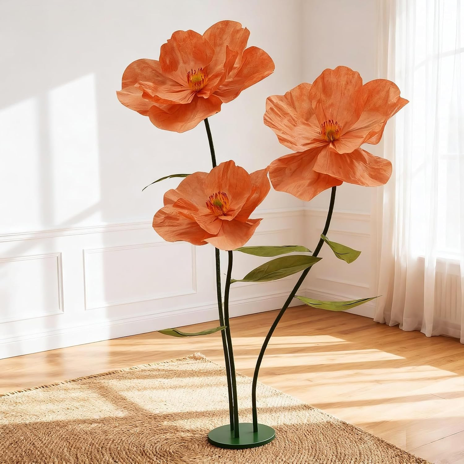 Giant Poppy Artificial Flowers with Stand,Large Gradient Paper Flowers,Waterproo