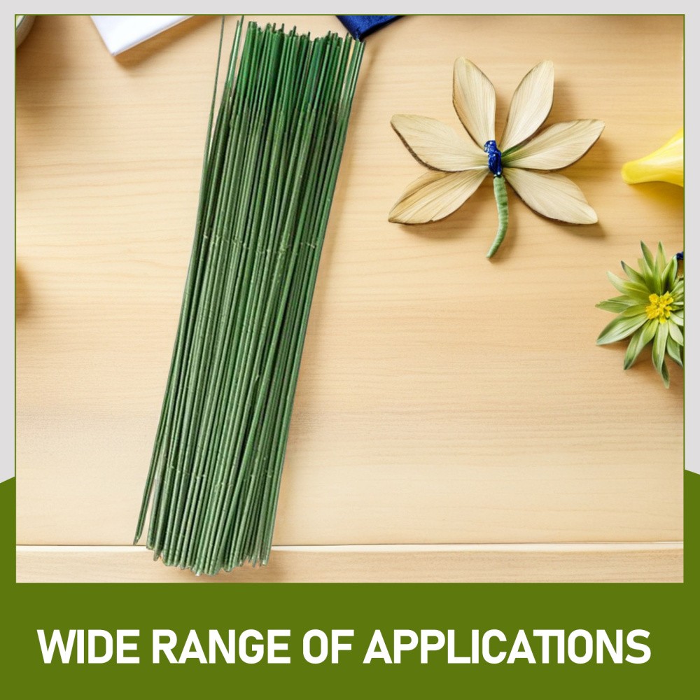 100Pcs Flexible Plastic Flower Rods Dark Green for Wedding and Home Decor