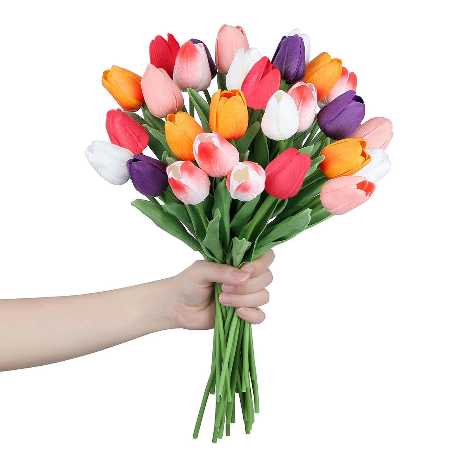 15 PCS Multicolor Real Touch 14 Inch Artificial Tulips Spring Home Decor