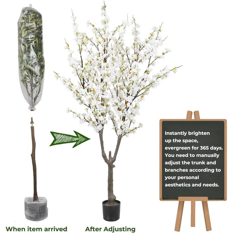 6ft Faux Silk Cherry Blossom Tree Realistic Adjustable Office Home Decor New
