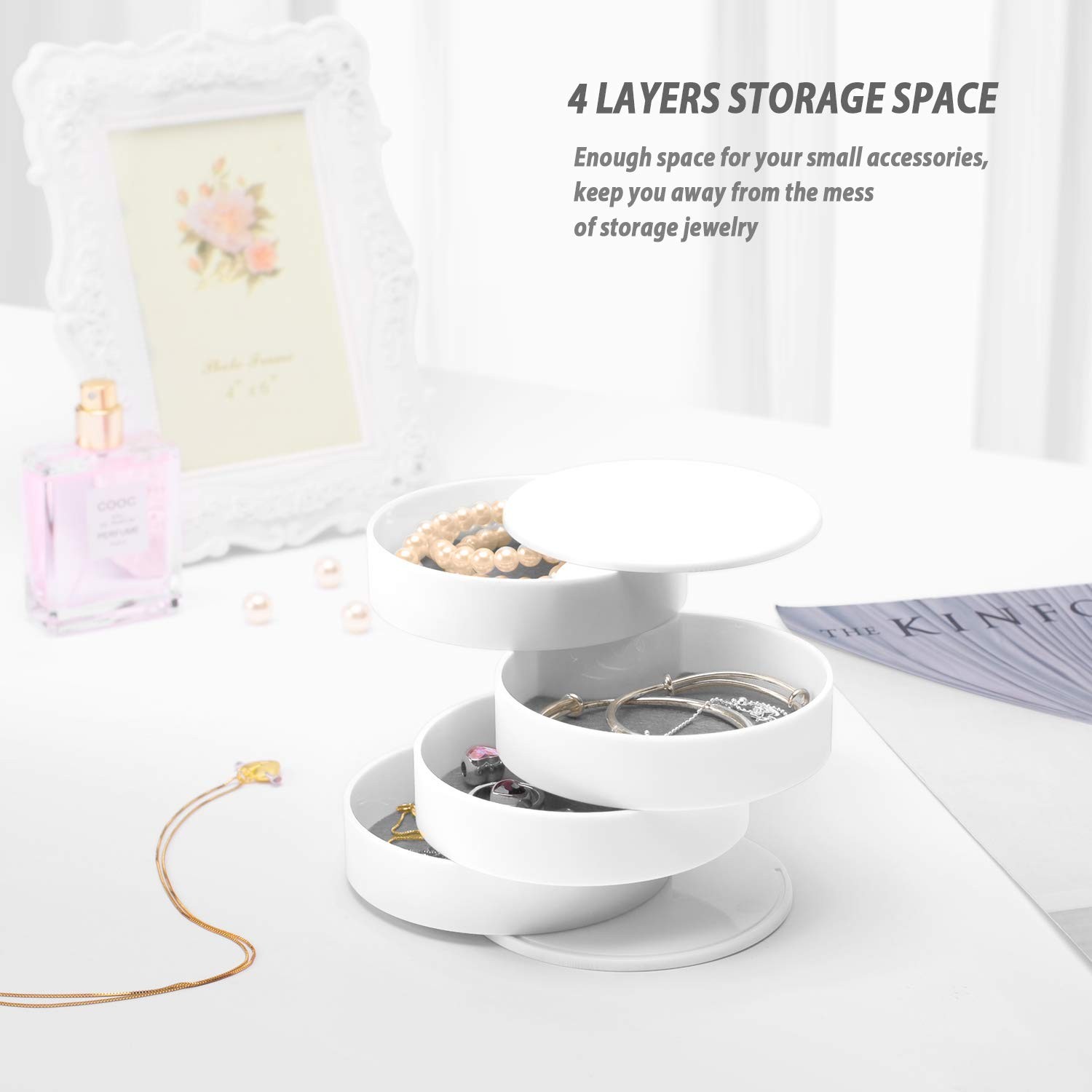 Jewelry Organizer, Small Box Earring Holder for Women Gifts White