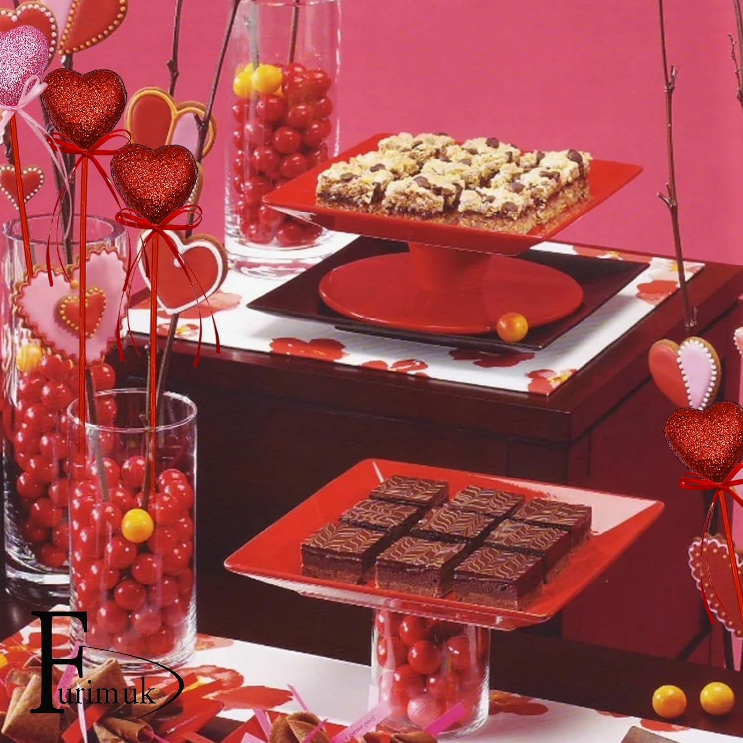 Valentine’S Day Glitter Heart Foam Picks Puffy Sparkly Heart on Sticks Valentine