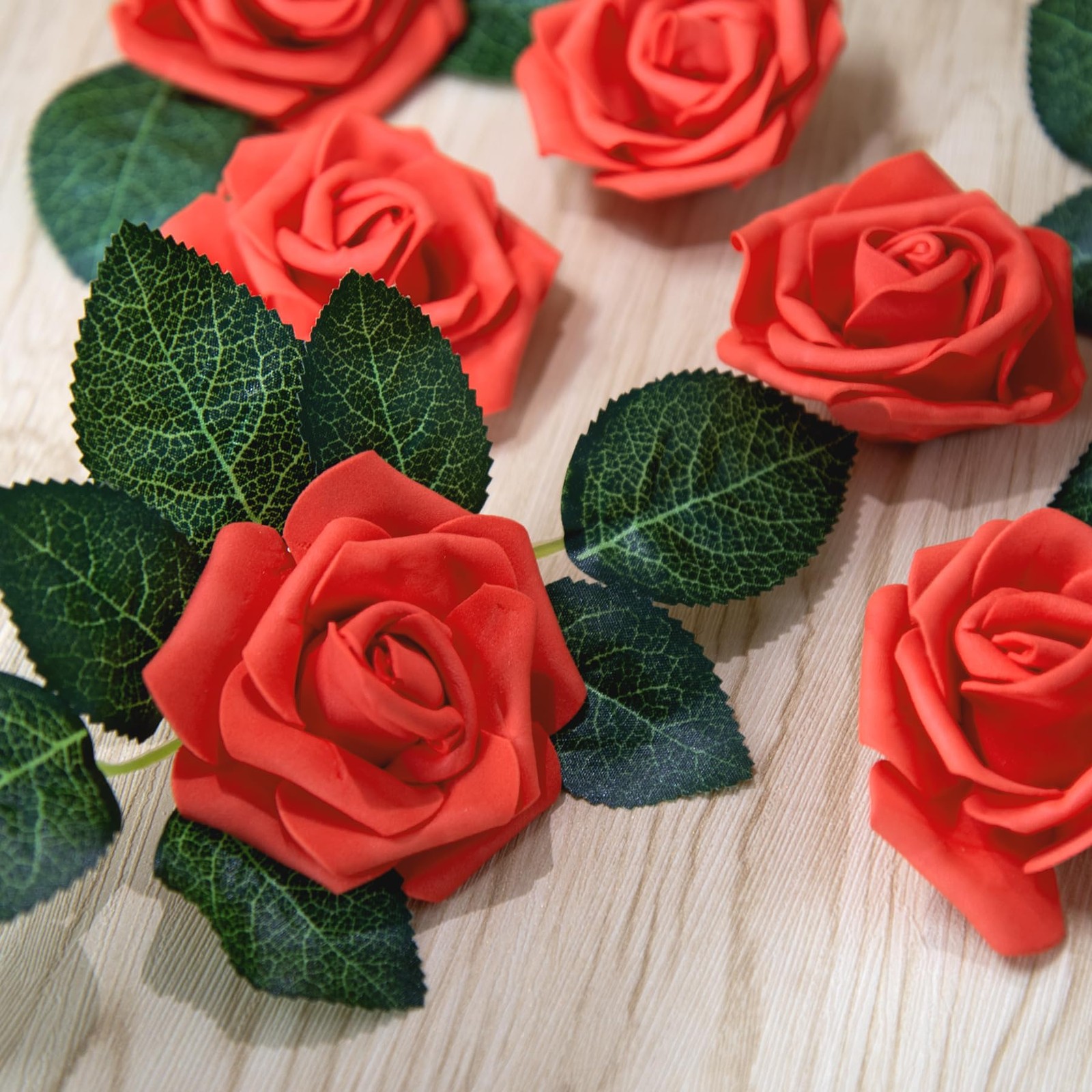 200 Pcs 3 Inch Red Rose Artificial Flower Heads for DIY Crafts Wedding Bouquets