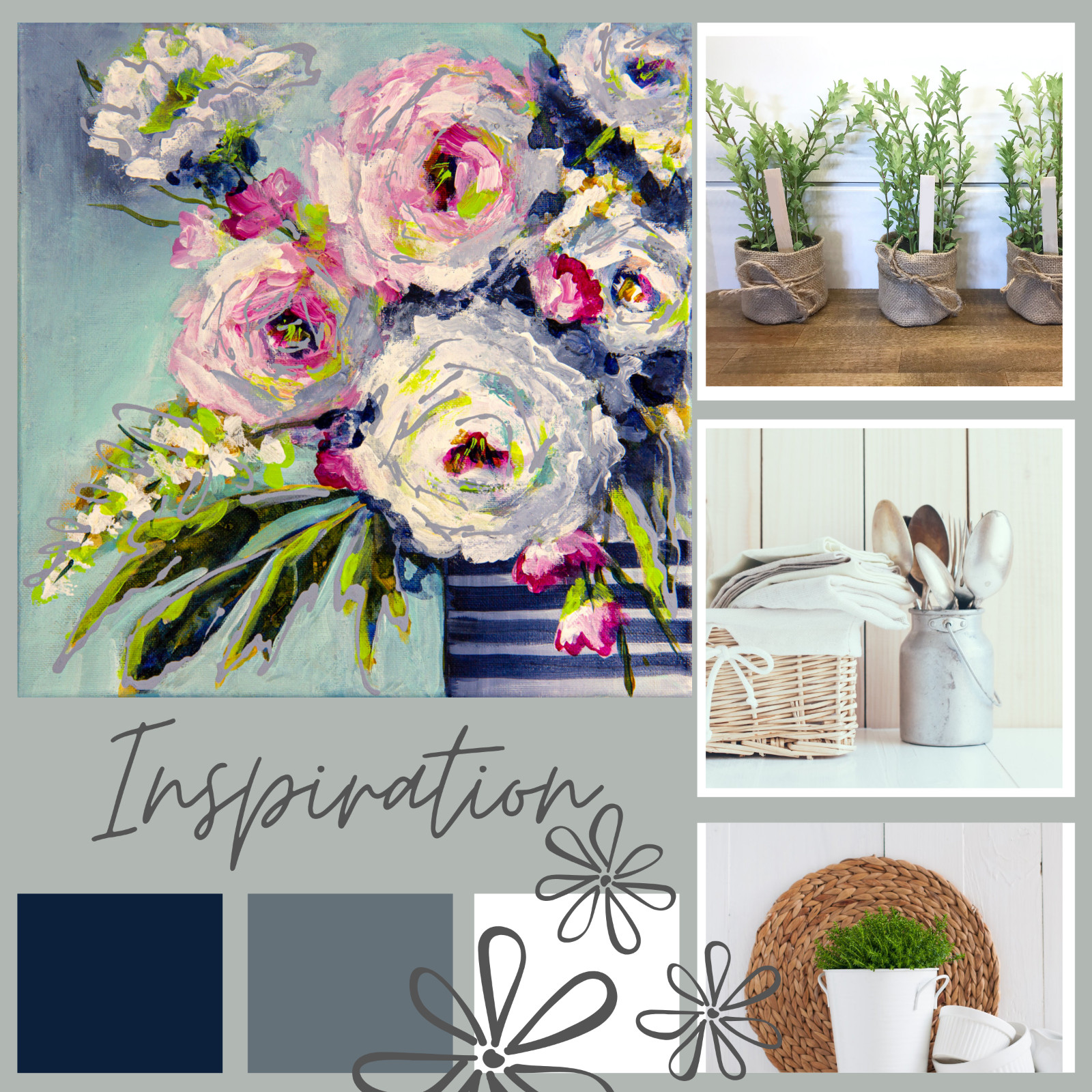Contemporary Art Floral on canvas, original painting direct from artist