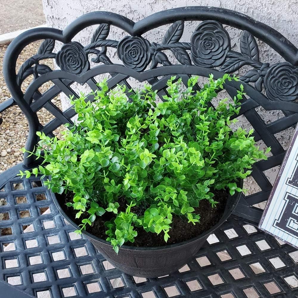 8 Bundles Outdoor Artificial Boxwood Stems UV Resistant No Fade Greenery Plan…