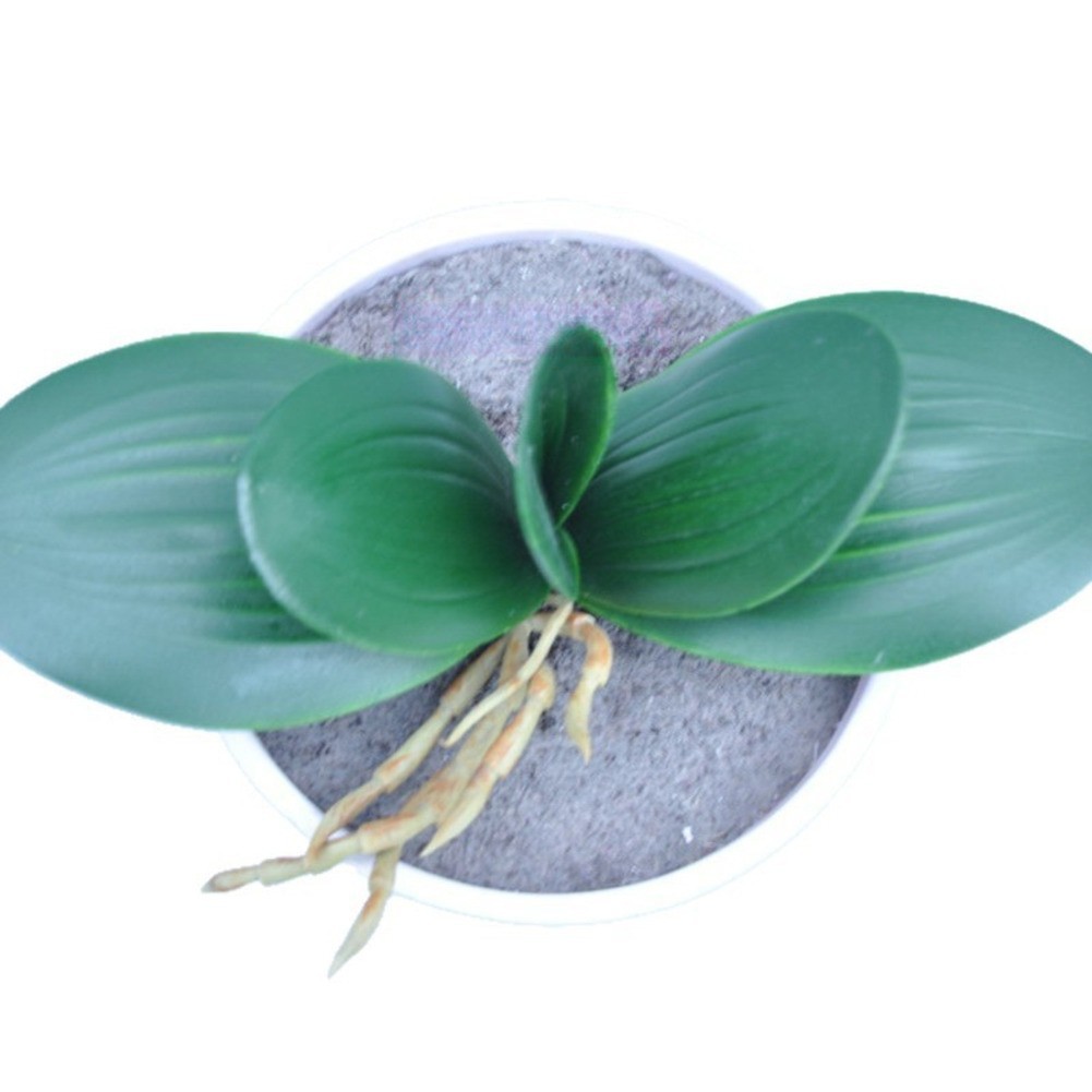 2pcs PU Green Phalaenopsis Orchid Leaves Artificial Foliage for Home Styling