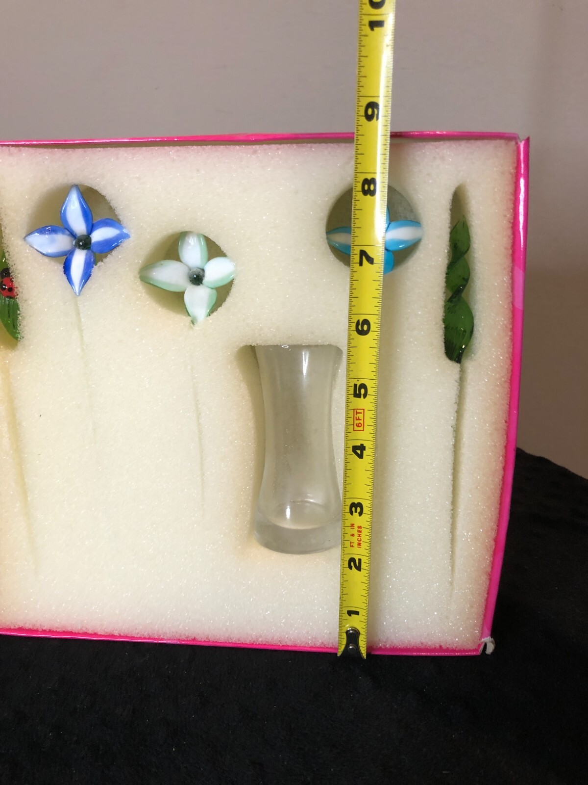 Global Village Glass Studios Window Box Greetings Bouquet Fantasy Flowers #746