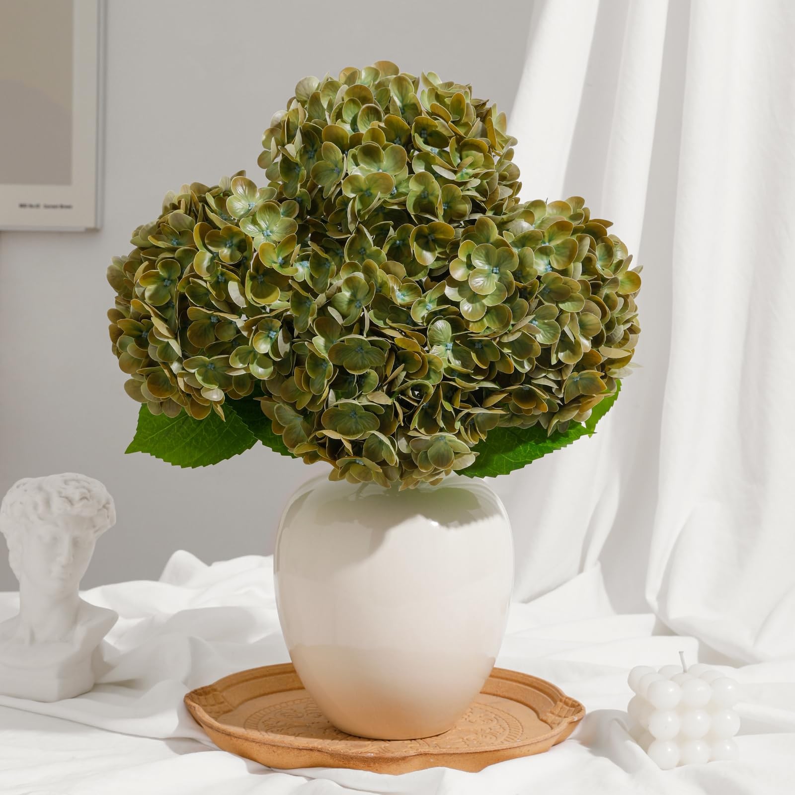 4 Pcs Real Touch Hydrangea Artificial Flowers, 18” Large Latex Hydrangeas wi…