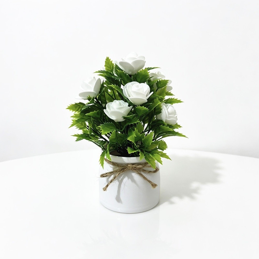 Artificial Potted Flower Arrangement with 10 Foam Roses and Grandgreen Foliage