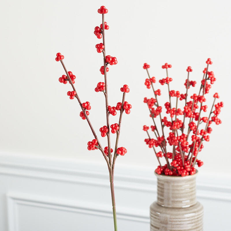 Set of 12 Weatherproof Faux Red Berry Sprays