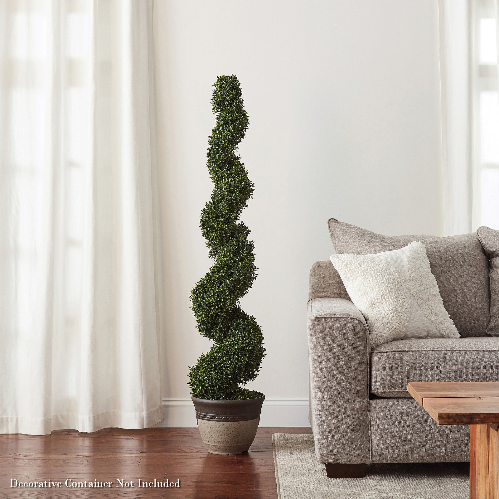 Faux Boxwood Artificial Plant Spiral Topiary and Weighted Pot Home Decor 5Ft