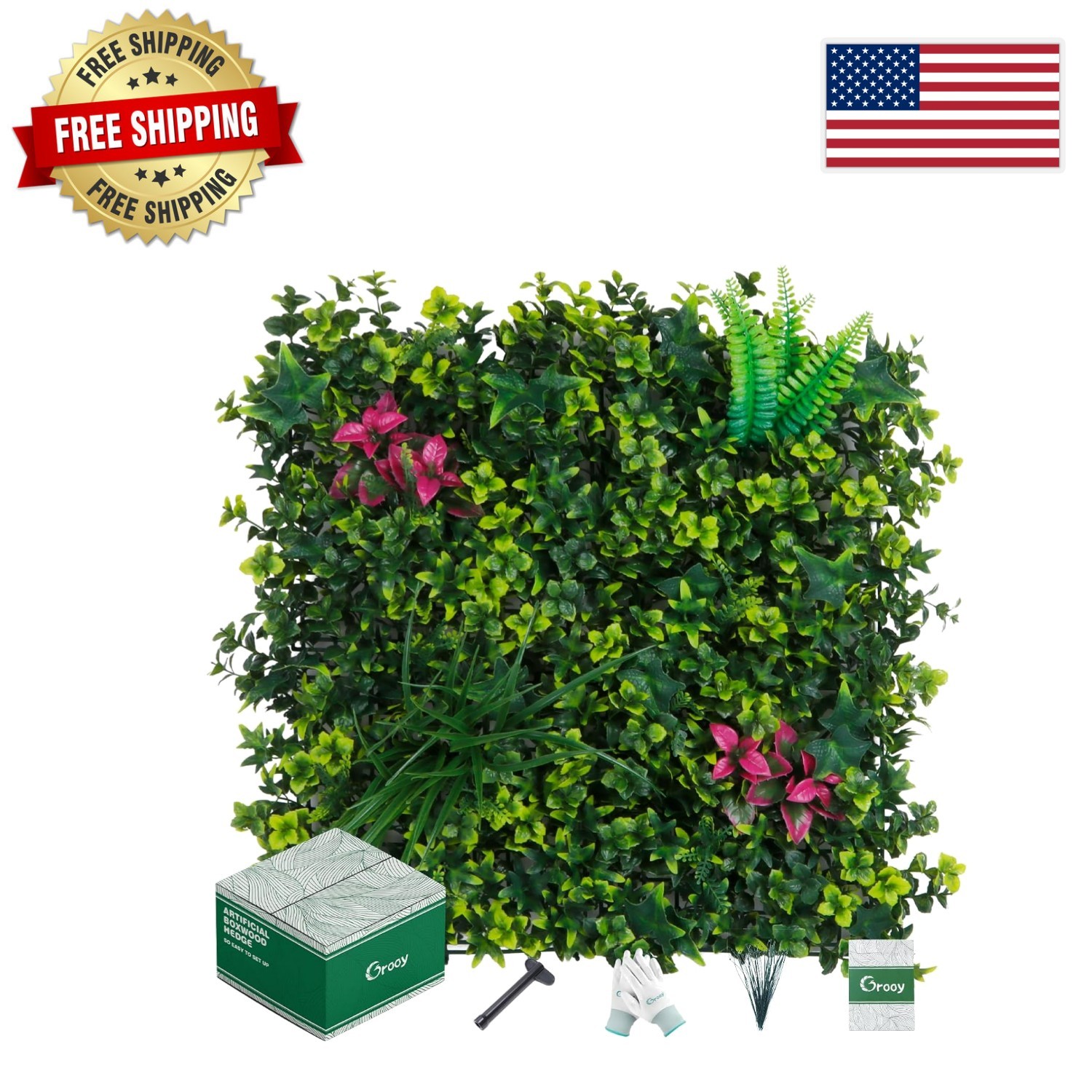 Versatile 12-Piece Artificial Grass Wall Panels, 20″x20″ for Indoors & Outdoors