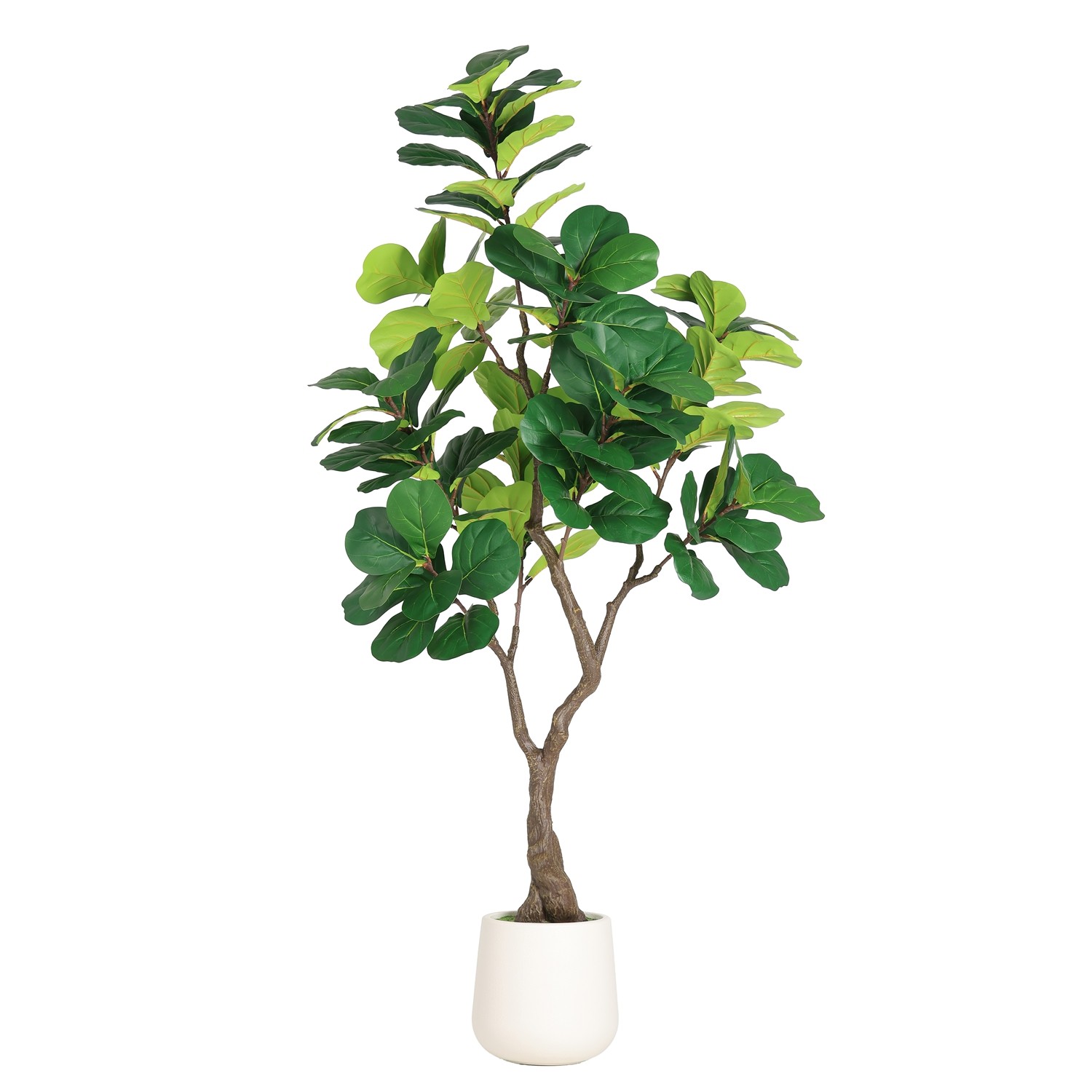 6FT Artificial Fiddle Leaf Fig Tree w/ Decorative White Pot Realistic Faux Plant