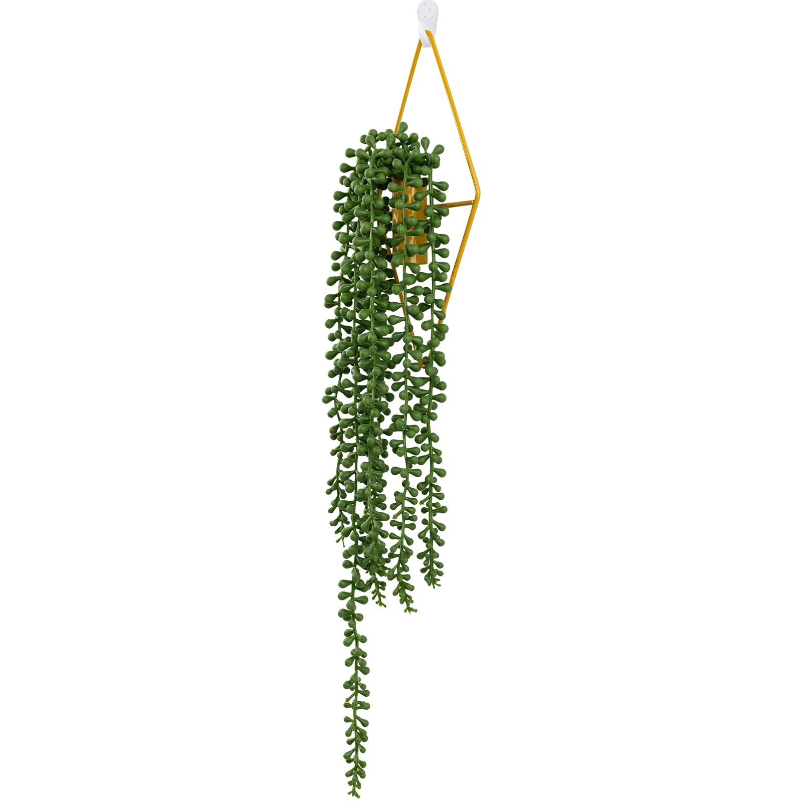 Artificial Hanging Plants with Geometric Metal Wall Planter, Faux String of P…