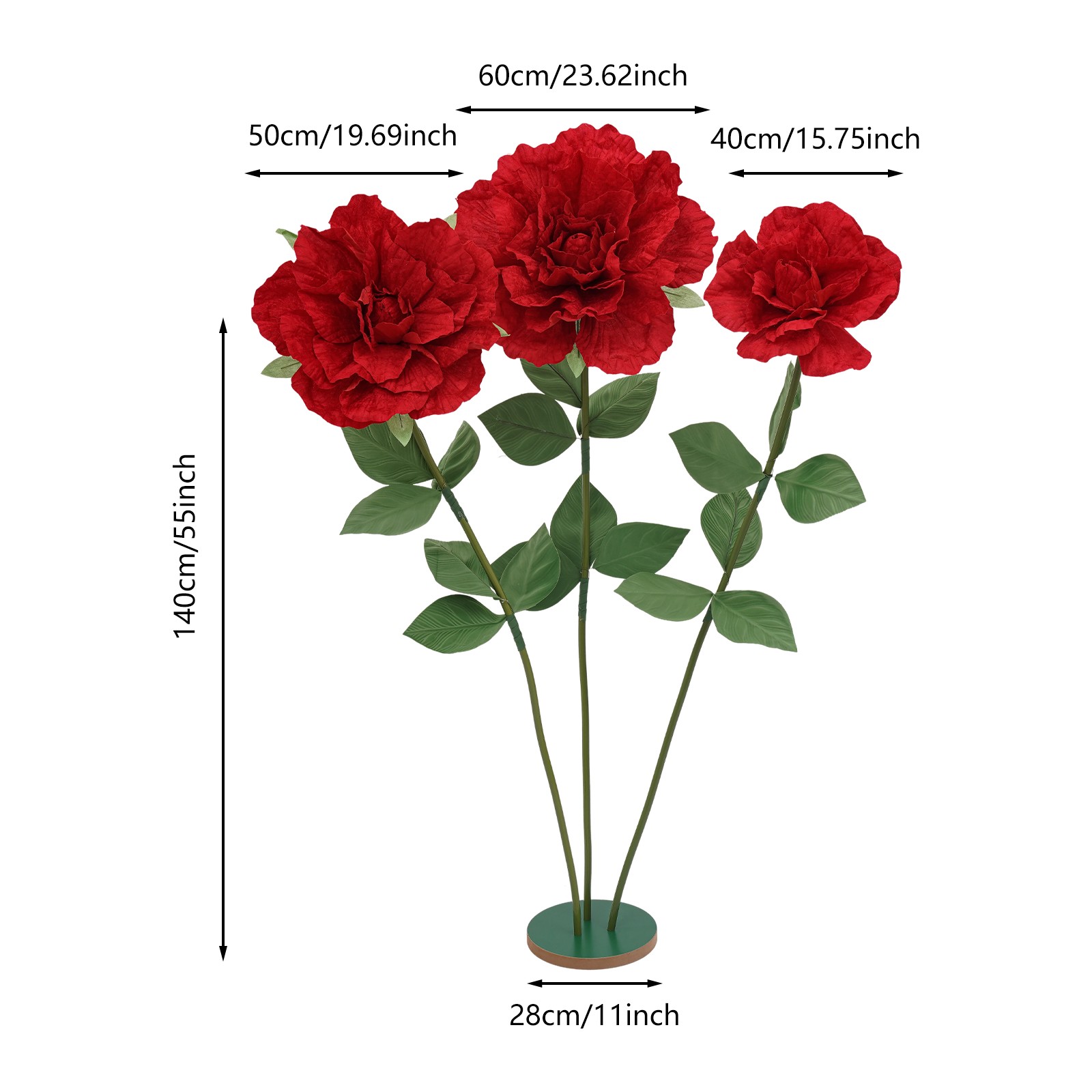 Giant Red Rose Huge Artificial Flower Jumbo Props 55″, Roadway Wedding stand