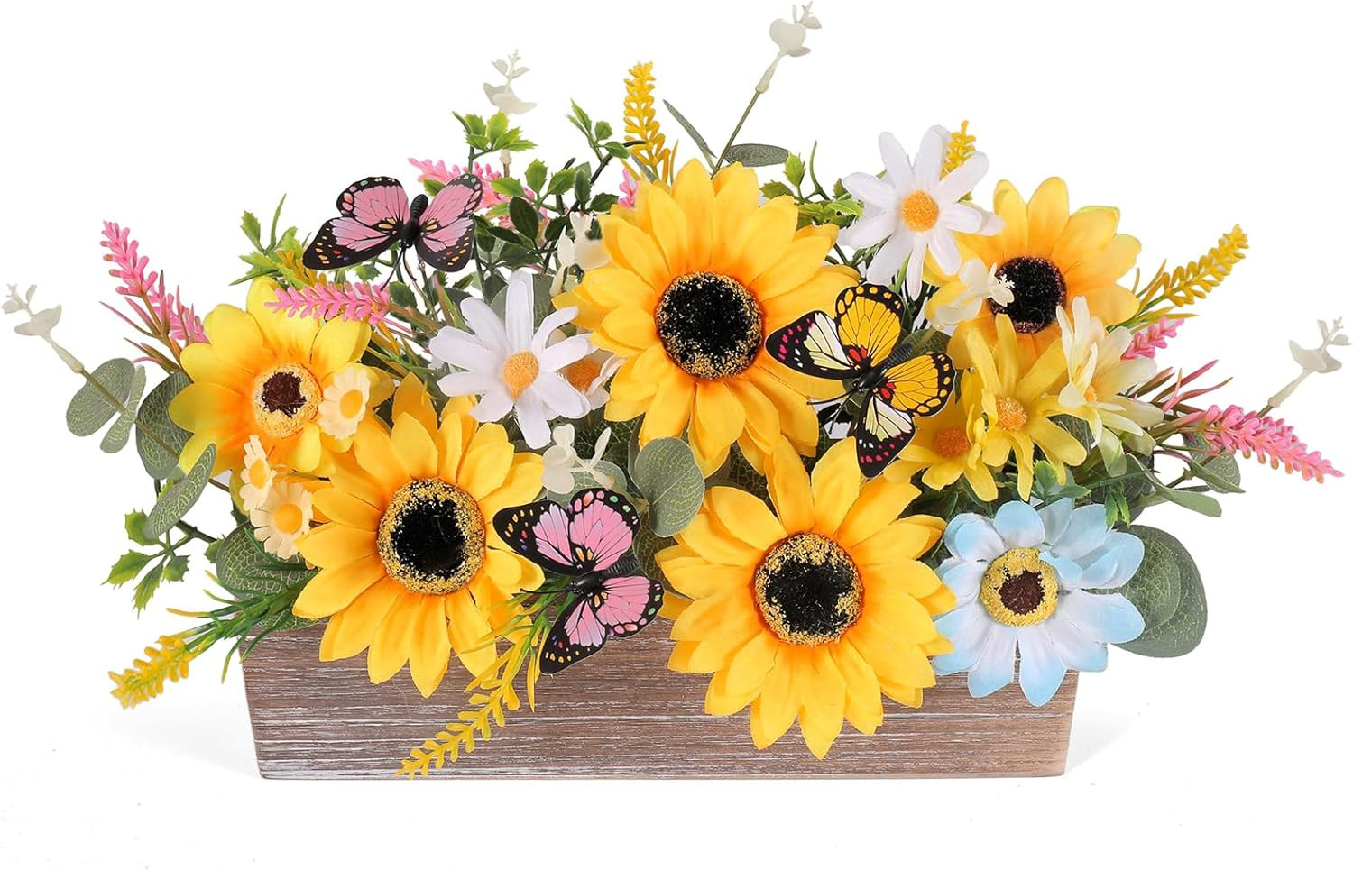 Summer Sunflower Table Centerpieces Rustic Artificial Floral Arrangements Wooden