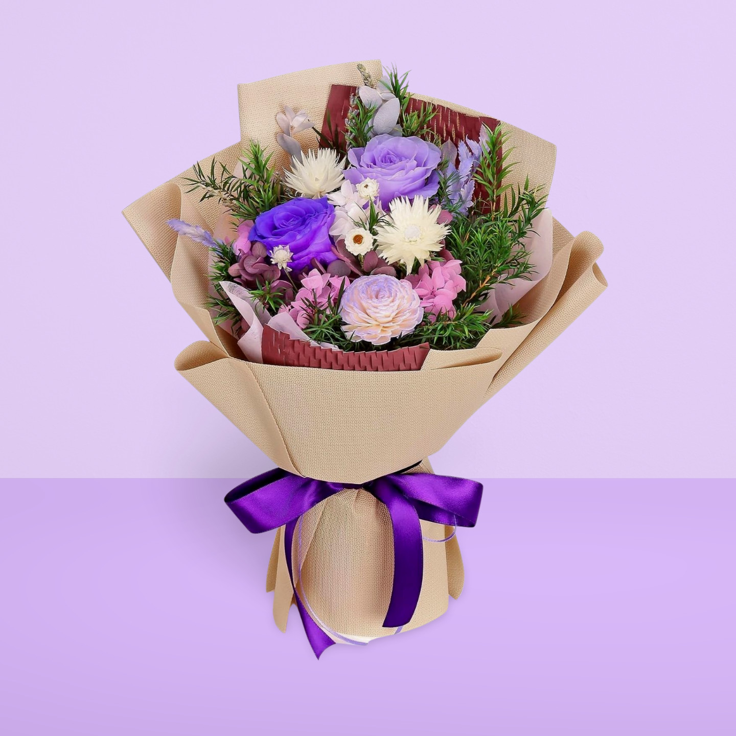Preserved Flowers Bouquet Purple Flowers Delivery Valentine’s Day Mother’s Day