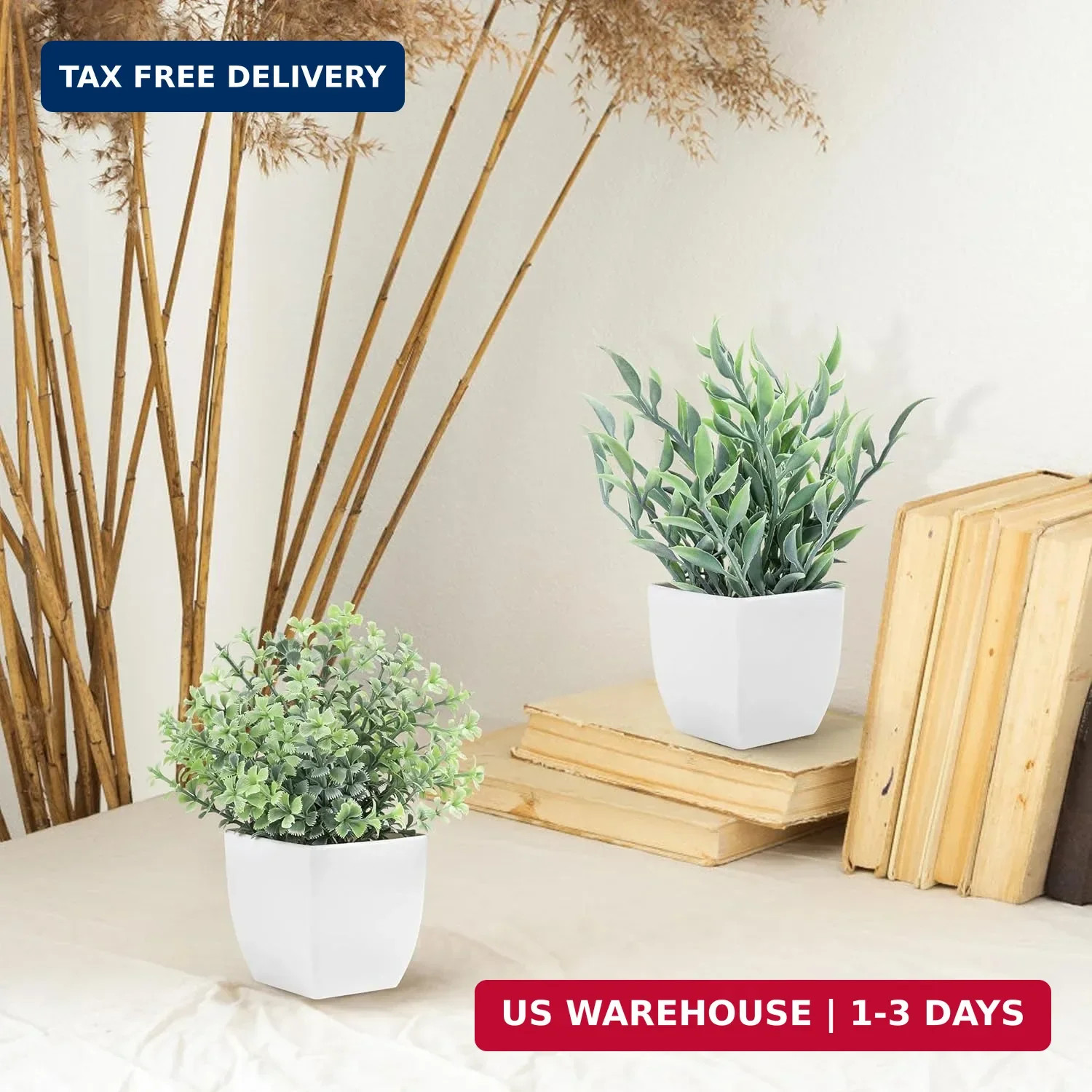 Der Rose 2 Pack Small Fake Plants Artificial Greenery Eucalyptus Plants in Pots