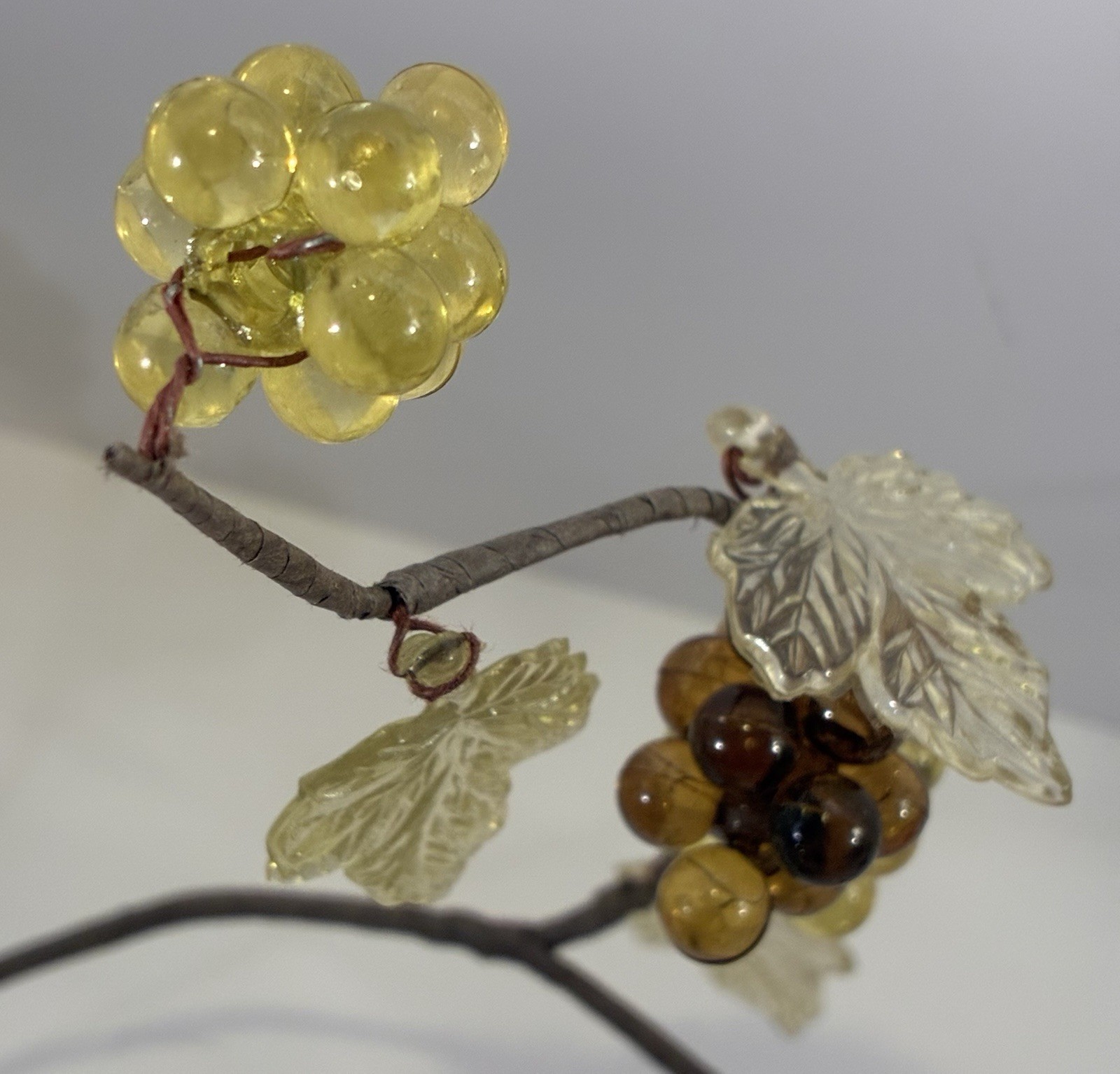 Vintage Acrylic Lucite Berry Cluster Vines w/Leaves Wired Set of Three