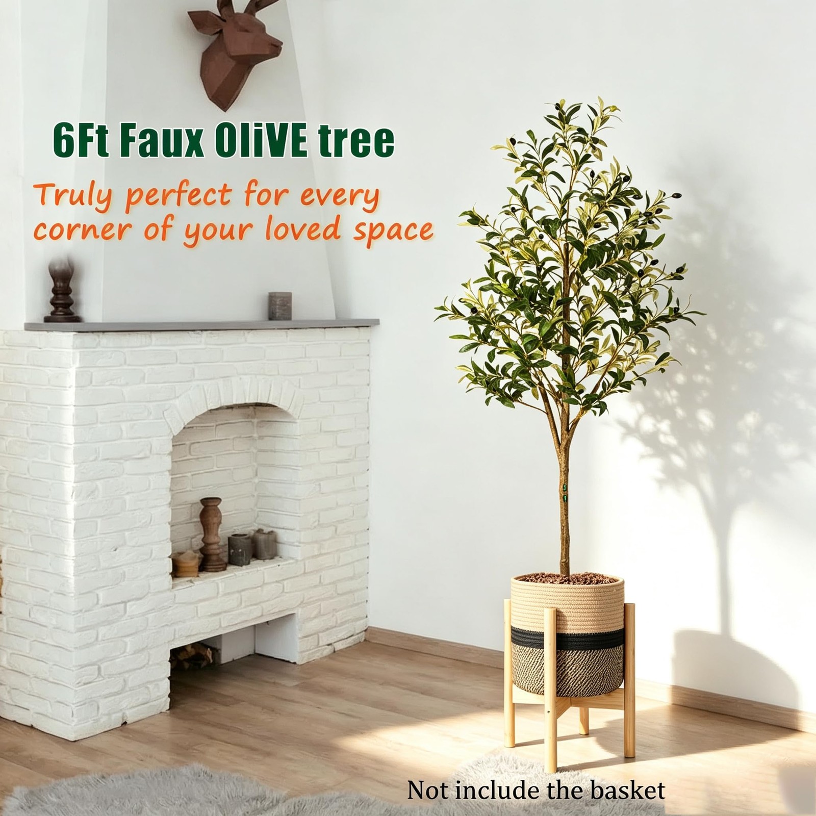 6ft Artificial Olive Trees Indoor, Faux Olive Tree 6 Feet Fake Plants with Re…