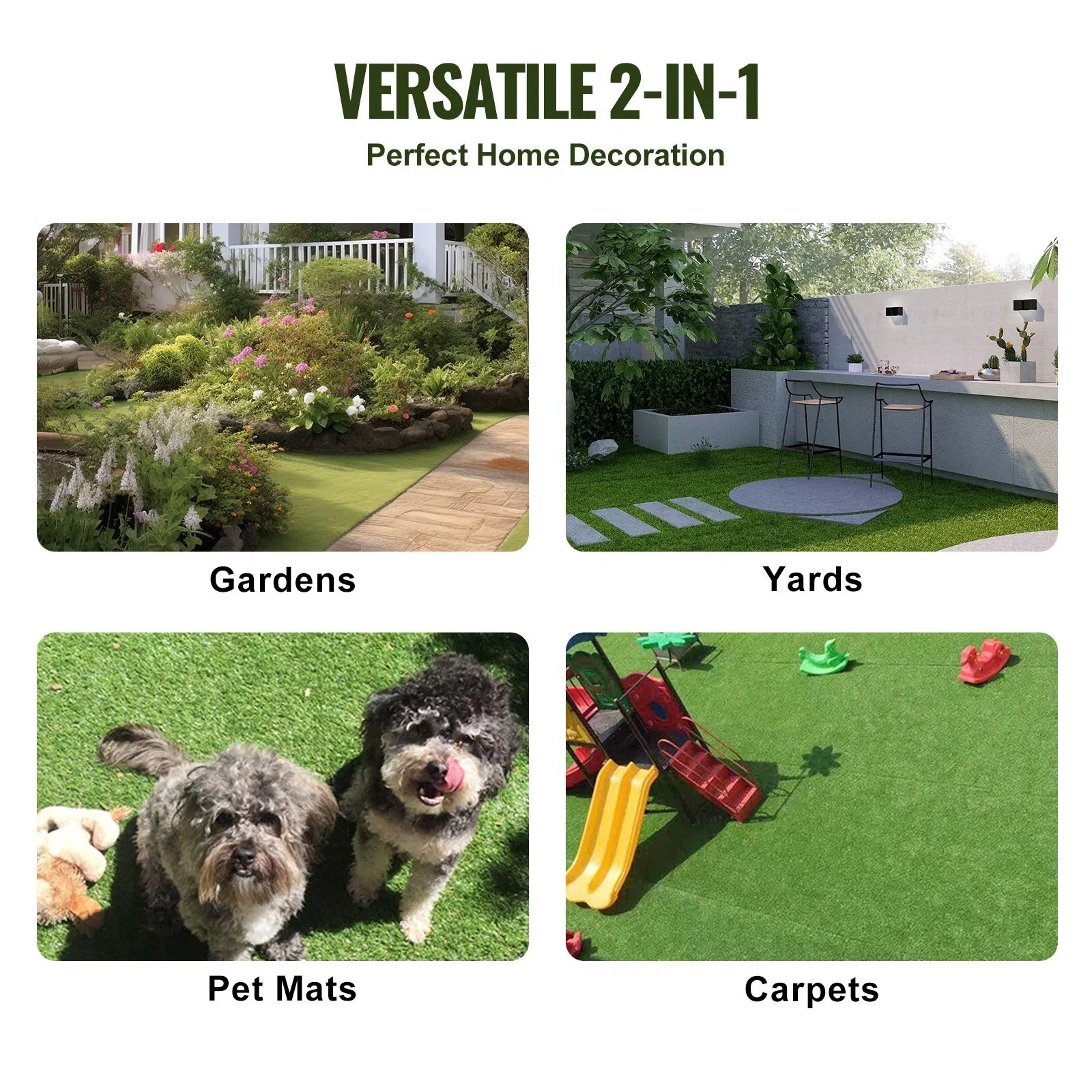 Artifical Grass Tiles Interlocking Turf Deck Set, 18 Pack – 12″x12″, Synthetic