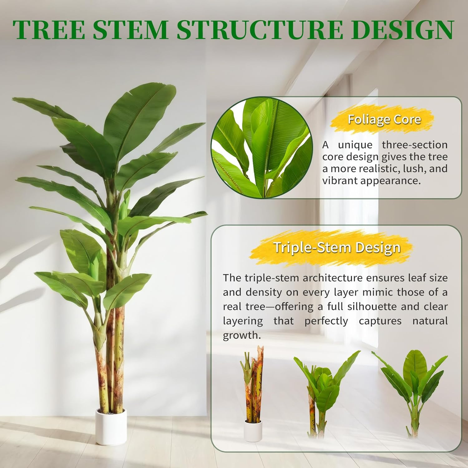 6FT Luxury Faux Banana Tree – Large Indoor Tropical Plant for Home Decor