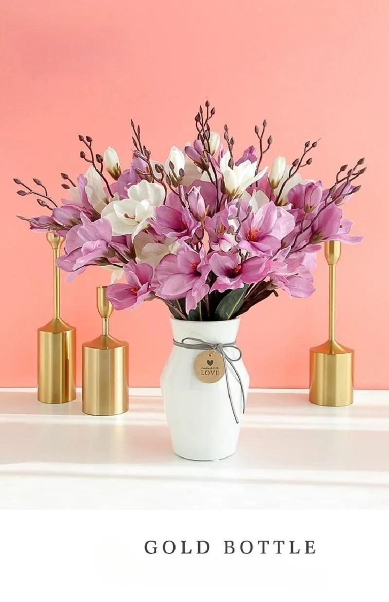 High Quality 5 Forks 20 Head Artificial Magnolia Flower for Home Living Room Tab