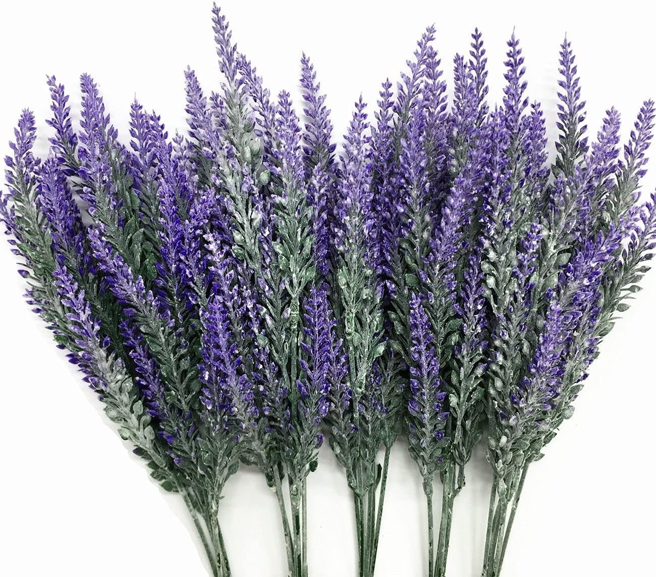 Artificial Lavender Fake Flowers Flocked Plants Plastic Faux Bouquet Purple 5
