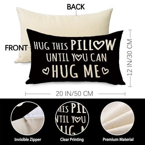 1347 Hug This Pillow Until You Can Hug Me Lumbar Decorative Throw Hug Pillow