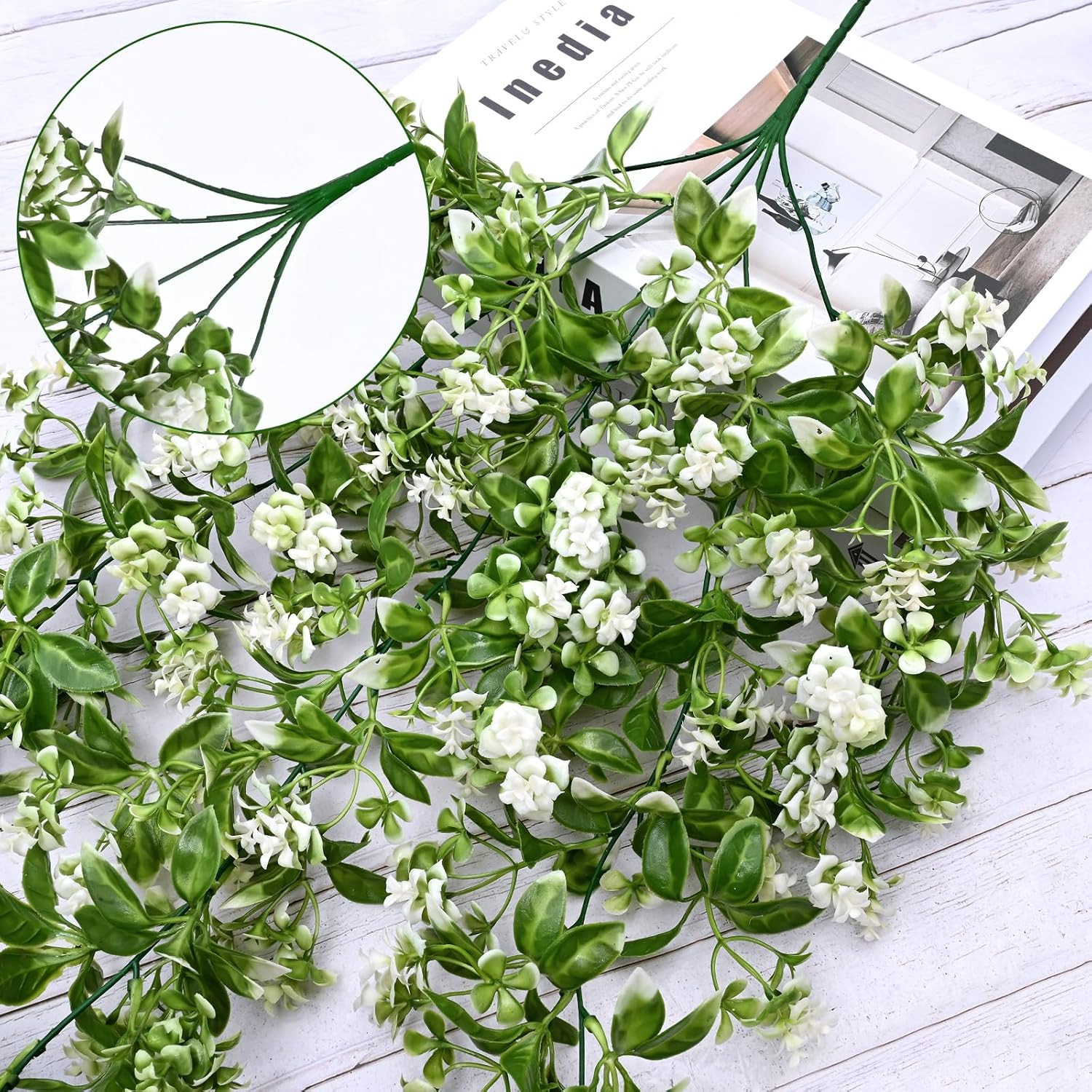 4Pcs Fake Hanging Plants, Artificial Hanging Flowers Faux Ivy Pothos Vines Green