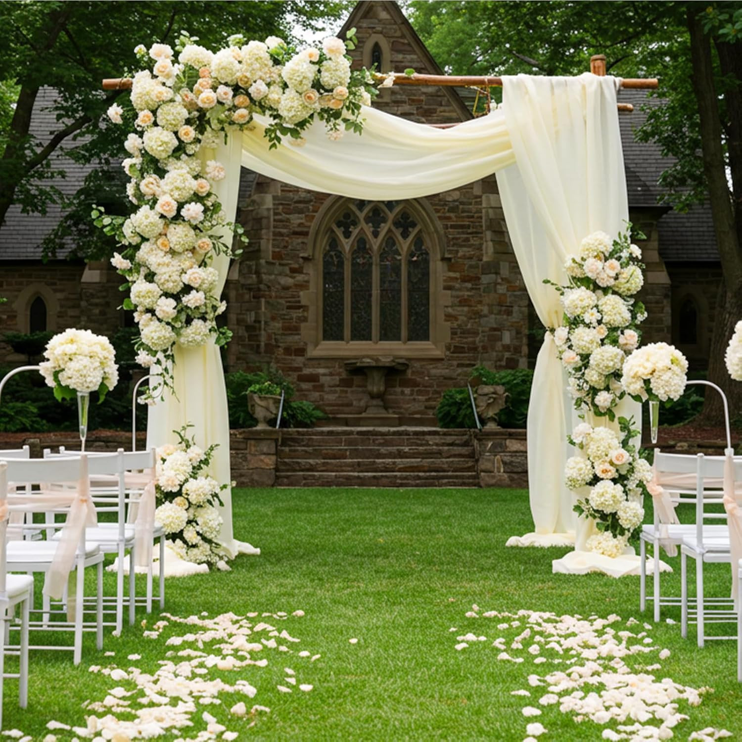 404PCS Champagne Hydrangea Silk Flowers for Wedding & Home Decor