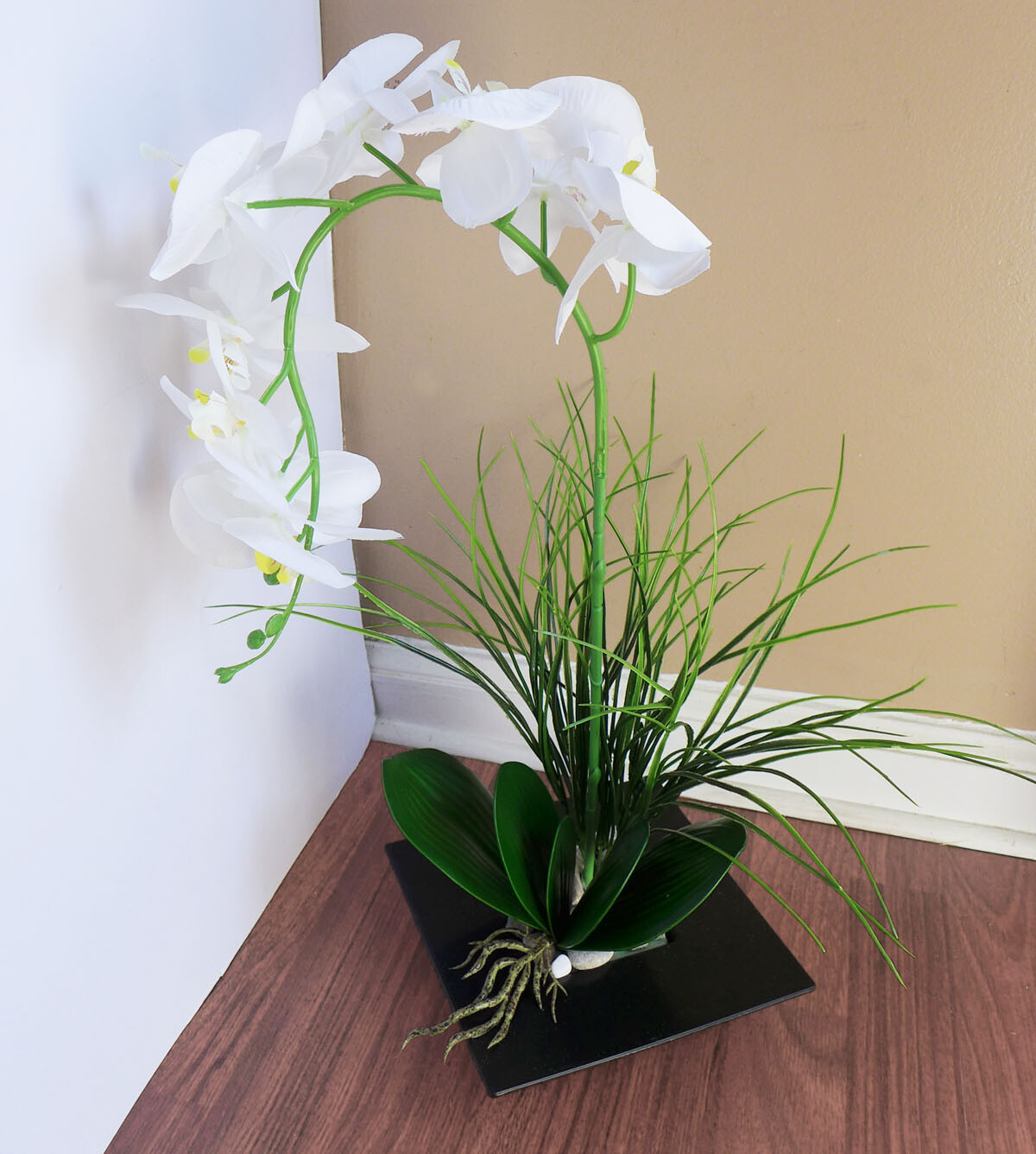 3 Pcs Artificial Plants Butterfly Orchid Flower With Fake Grass (#43)