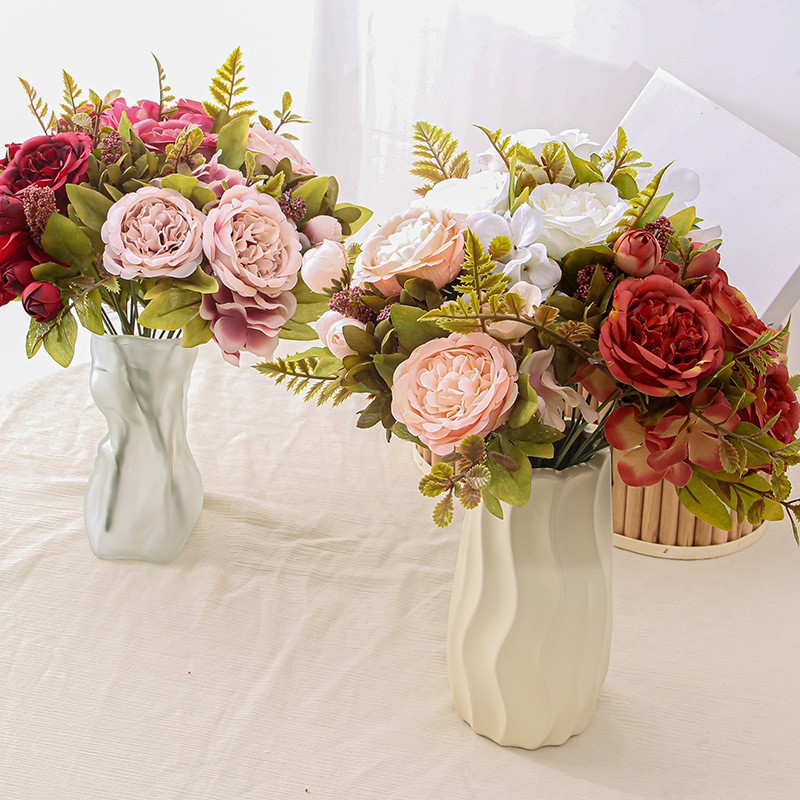 Lots Artificial Peony Flower Silk Fake Flowers Bulk for Home Wedding Decor