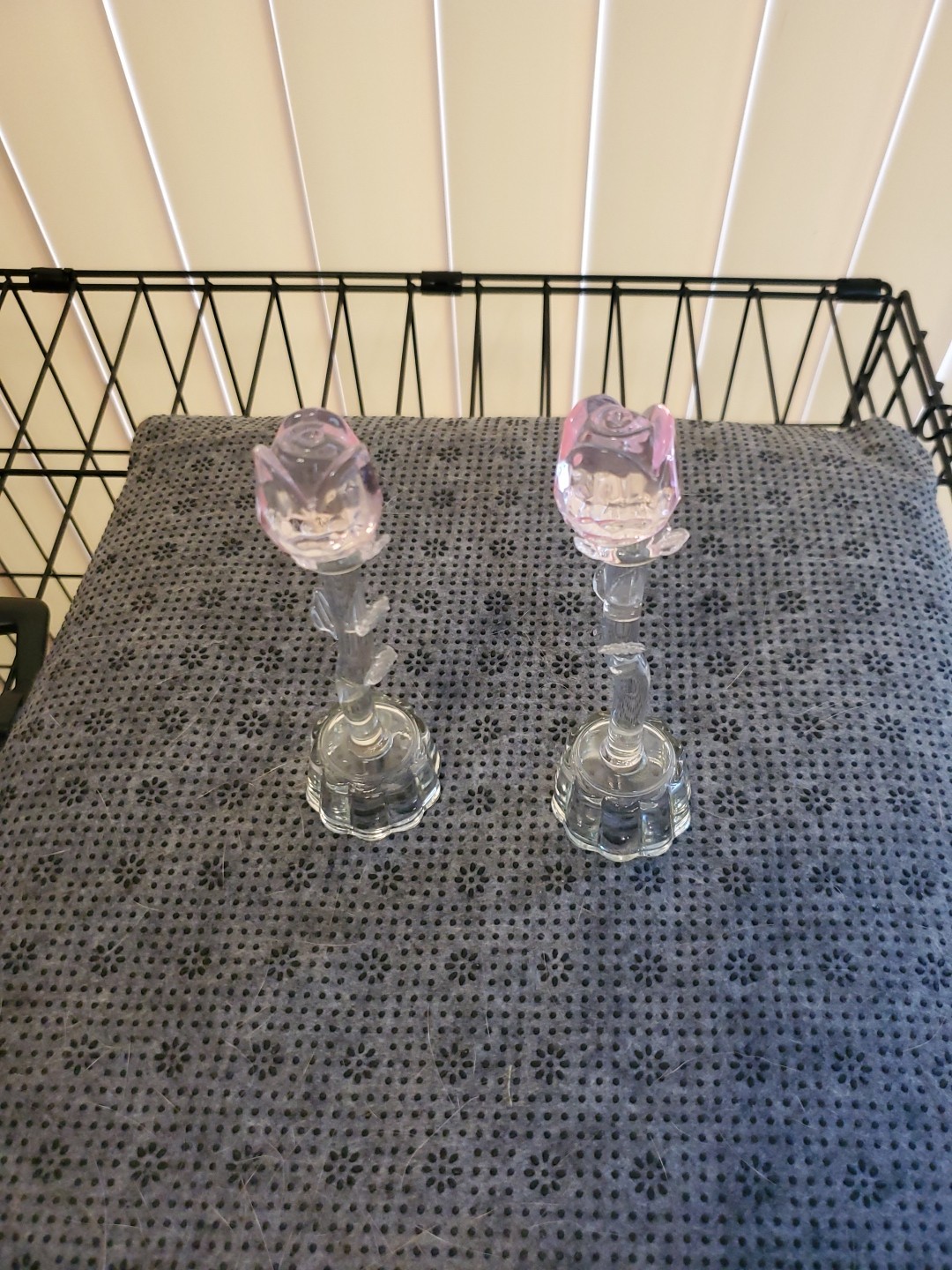 Pink And Clear Glass Crystal, Roses